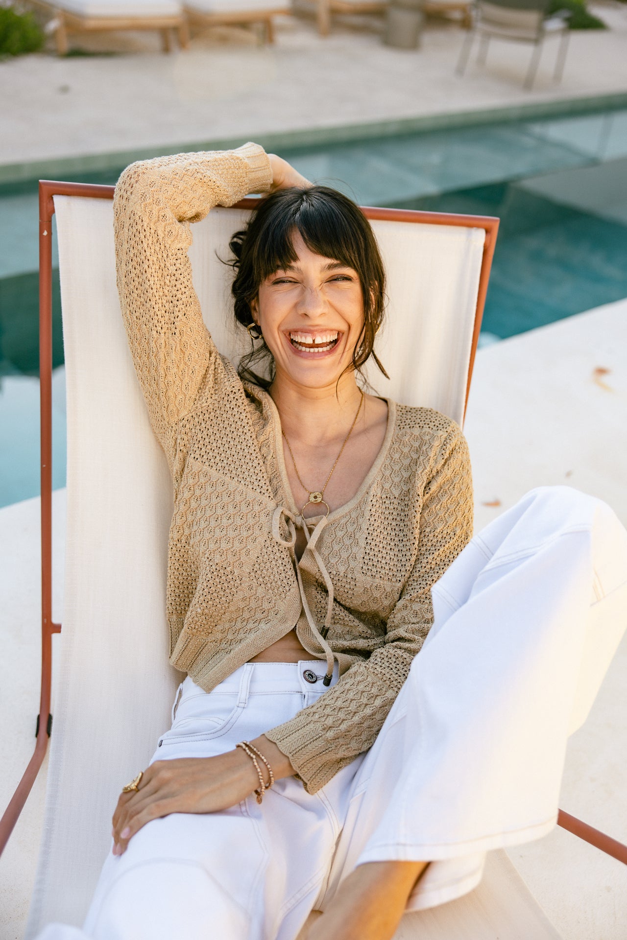 Chaqueta de punto Mujer Gill Pointelle bronze | Freeman T. Porter
