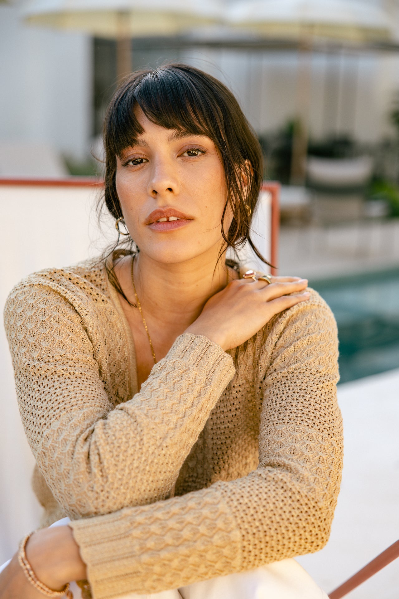 Chaqueta de punto Mujer Gill Pointelle bronze | Freeman T. Porter