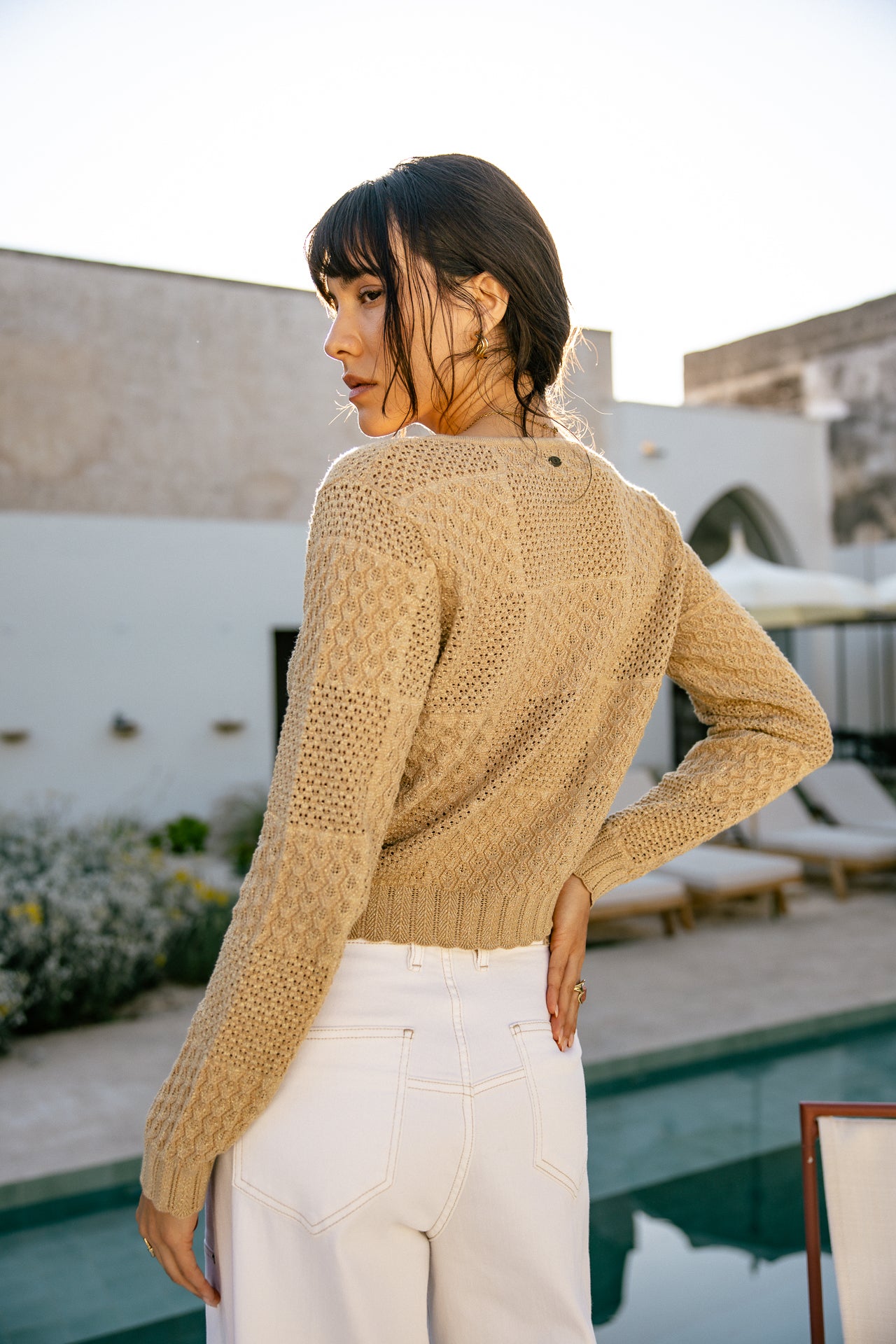 Chaqueta de punto Mujer Gill Pointelle bronze | Freeman T. Porter