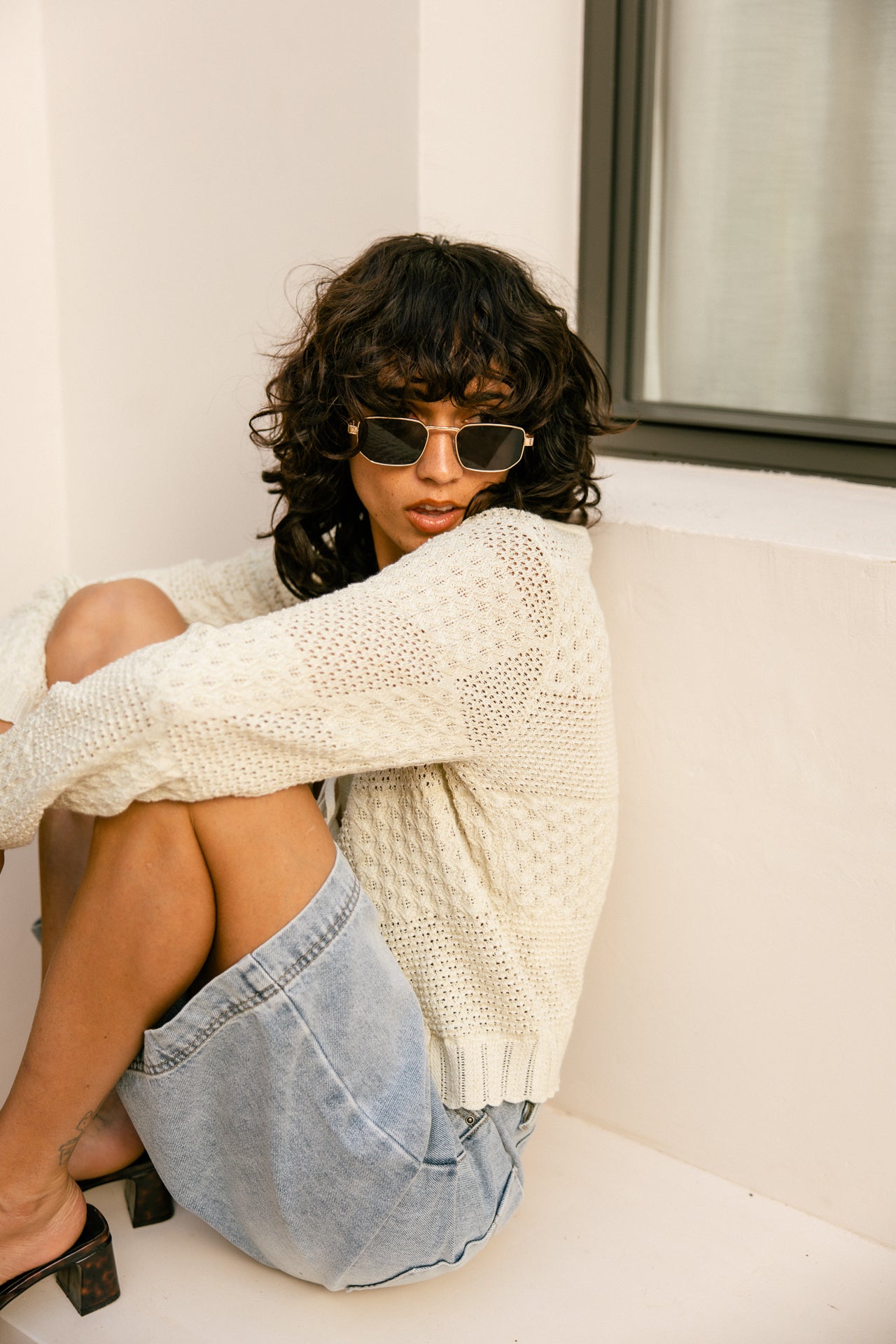 Knitted cardigan Woman Gill Pointelle ecru | Freeman T. Porter