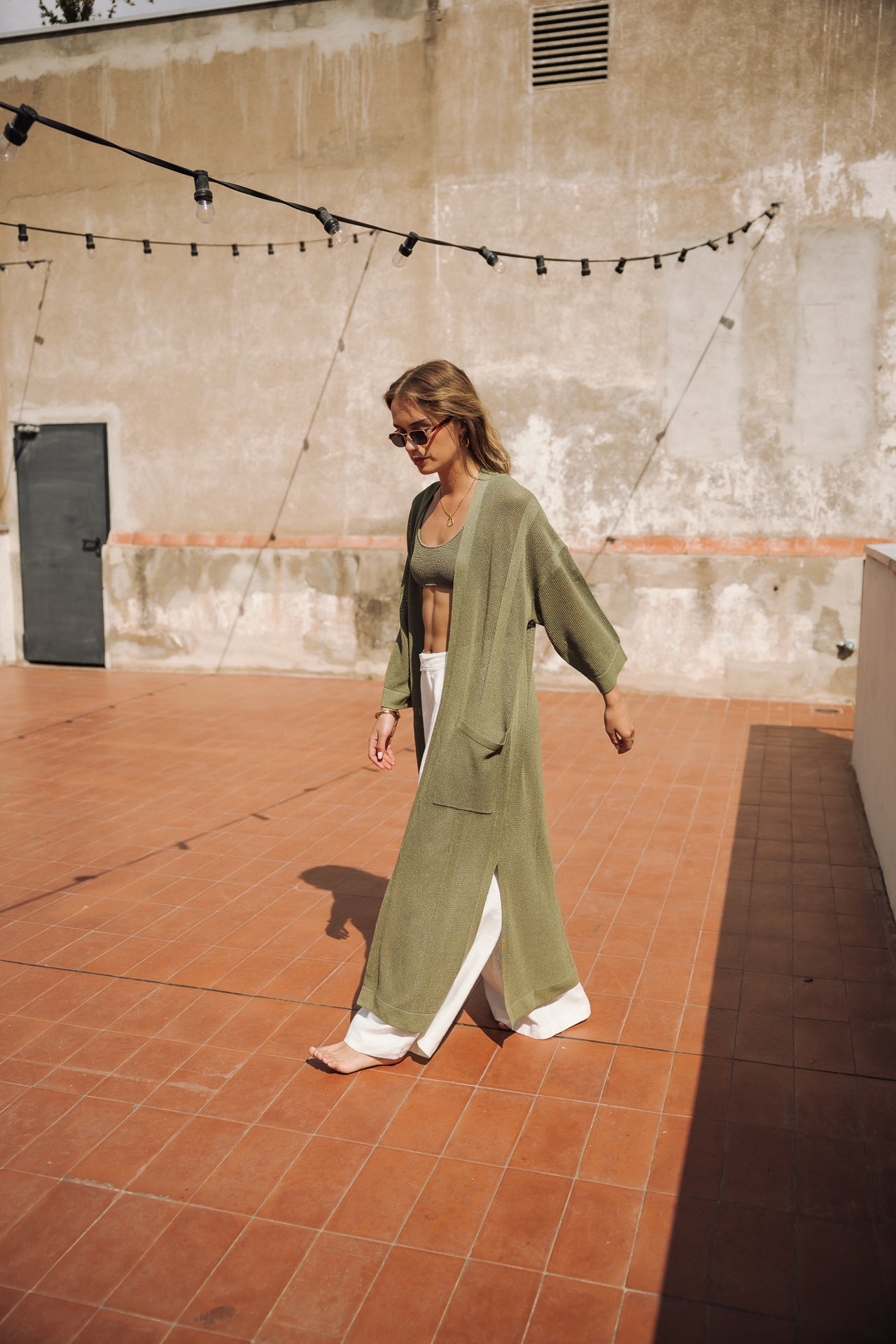 Kimono long Femme Gidris deep lichen green | Freeman T. Porter