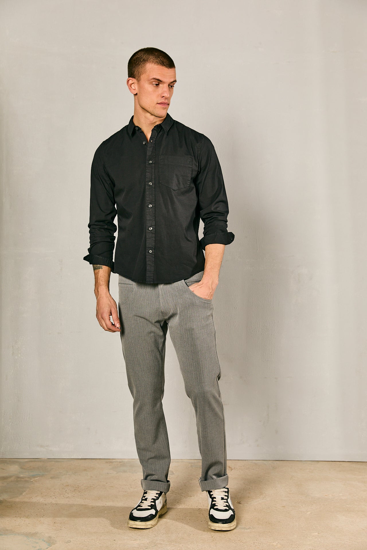 Camisa correcta Hombres Jeremiah Pop Stretch black | Freeman T. Porter