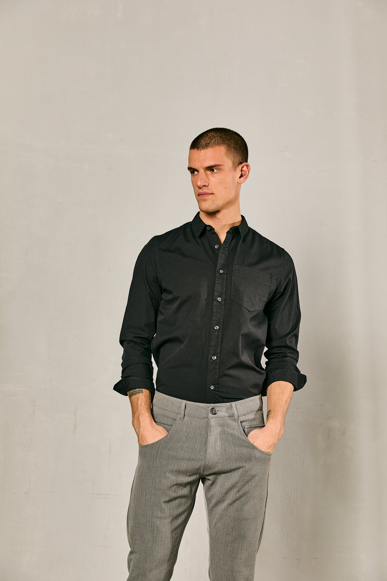 Camisa correcta Hombres Jeremiah Pop Stretch black | Freeman T. Porter