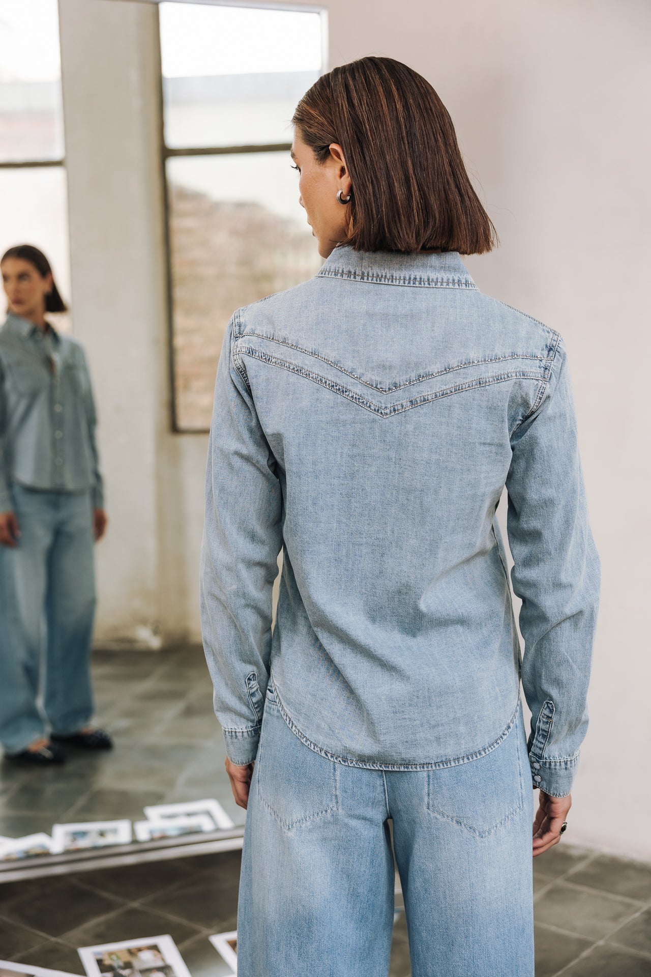 Chemise cloutée Femme Irina Denim wenit light | Freeman T. Porter