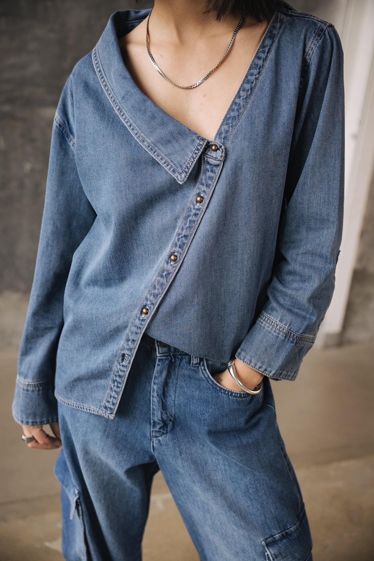 Chemise asymétrique Femme Hazel Denim wembley | Freeman T. Porter