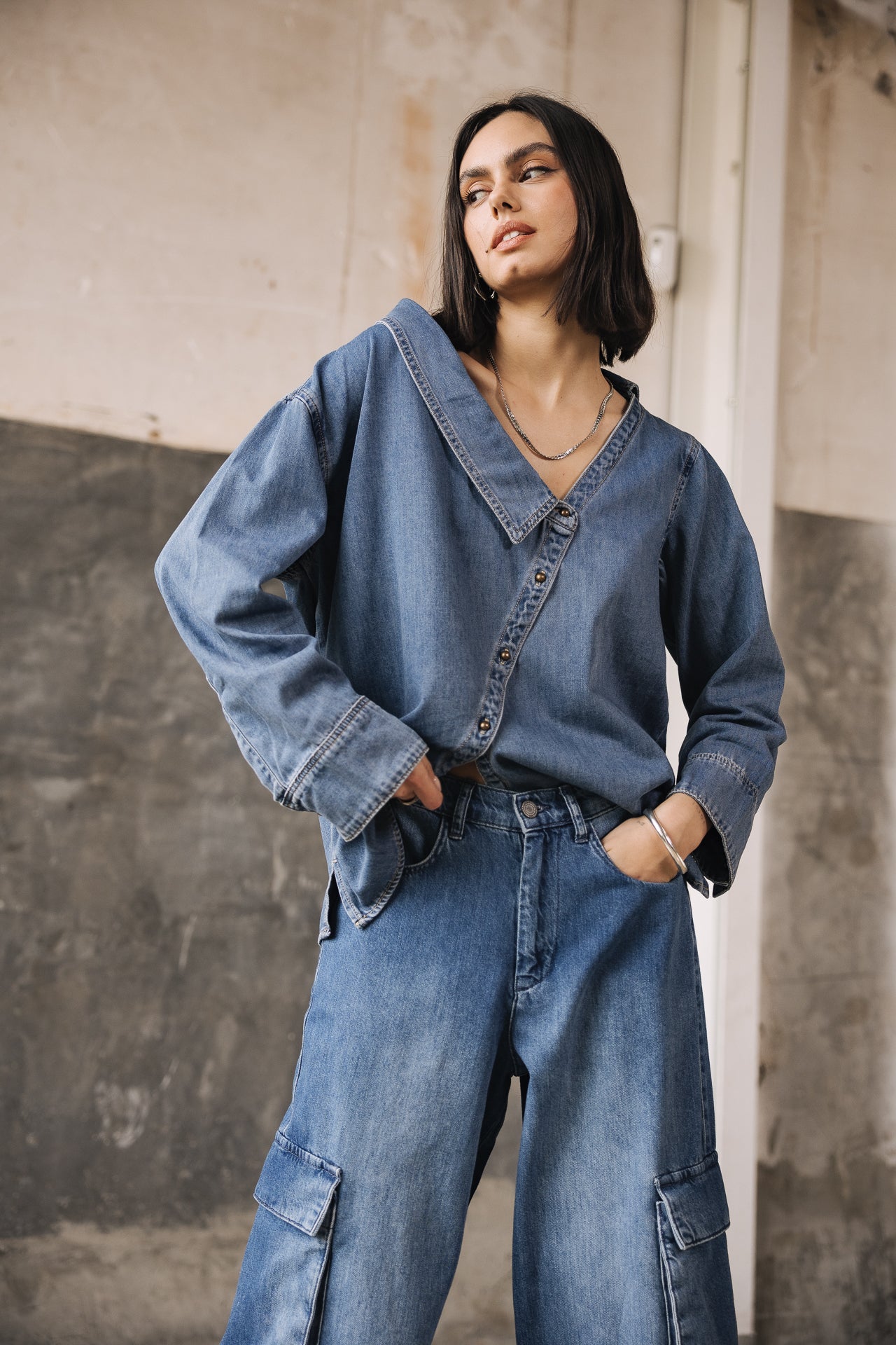 Chemise asymétrique Femme Hazel Denim wembley | Freeman T. Porter