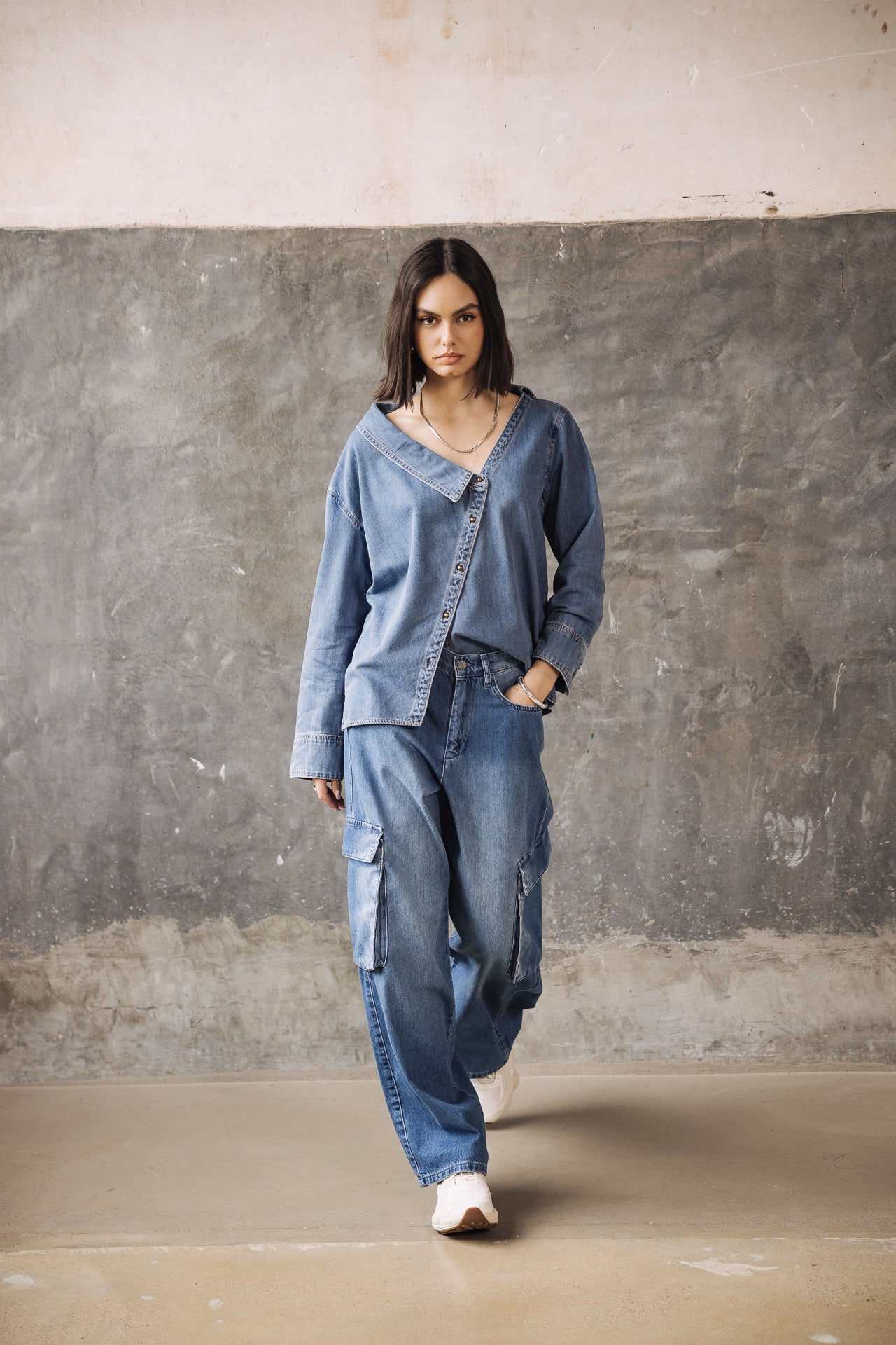 Asymmetrisches Hemd Frau Hazel Denim wembley | Freeman T. Porter