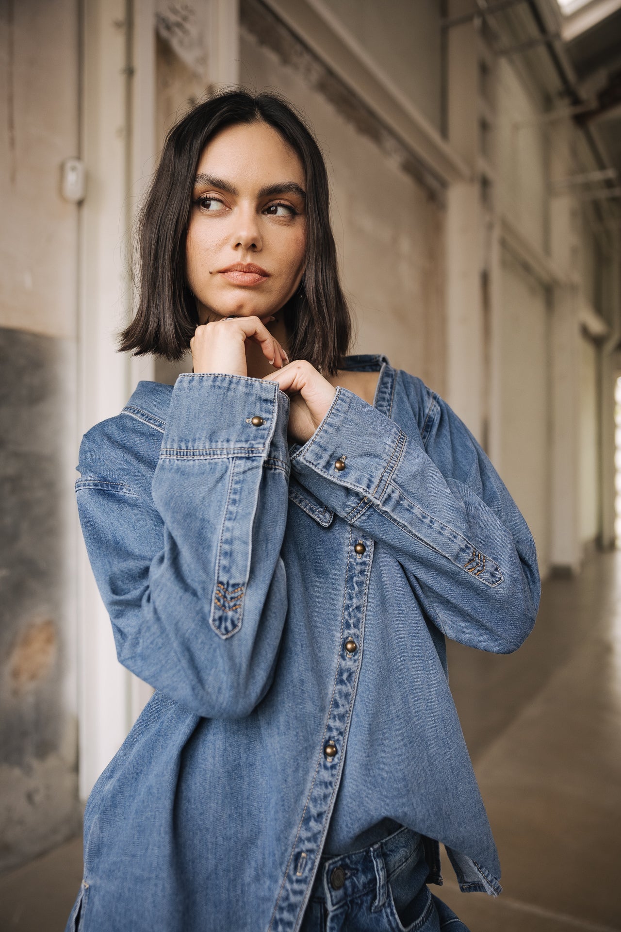 Asymmetrisches Hemd Frau Hazel Denim wembley | Freeman T. Porter