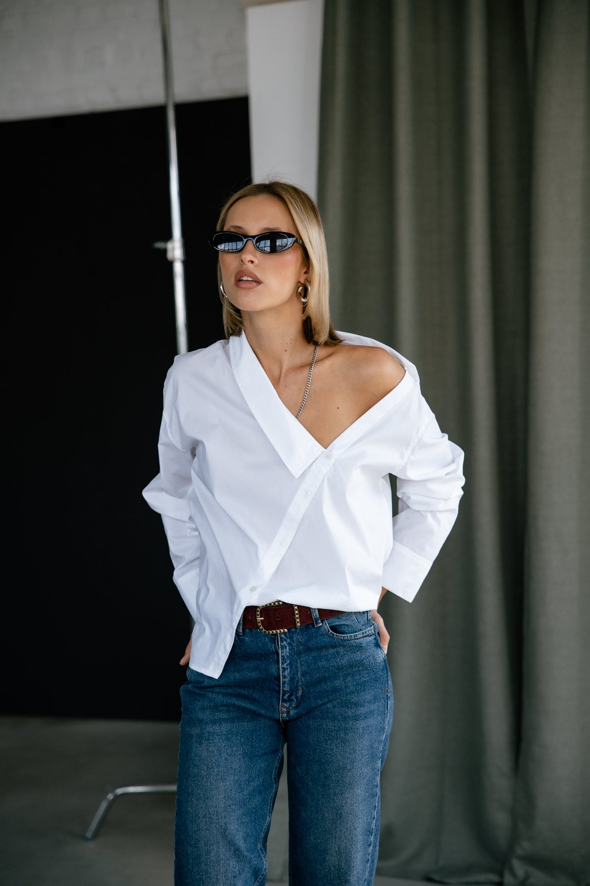 Asymmetrical shirt Woman Hazel Plain white | Freeman T. Porter