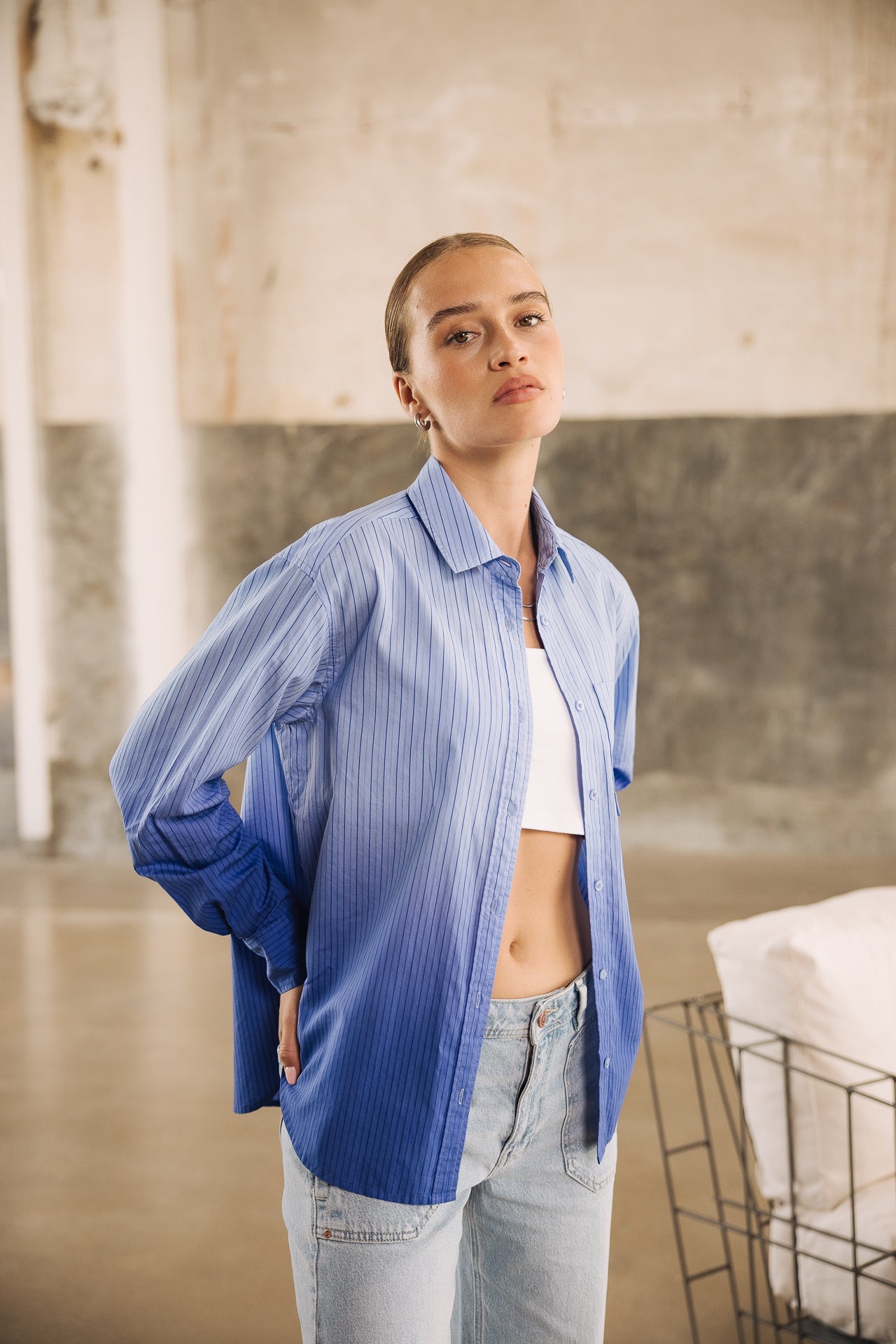 Chemise rayée Femme Chaya Deep Dye granada sky | Freeman T. Porter