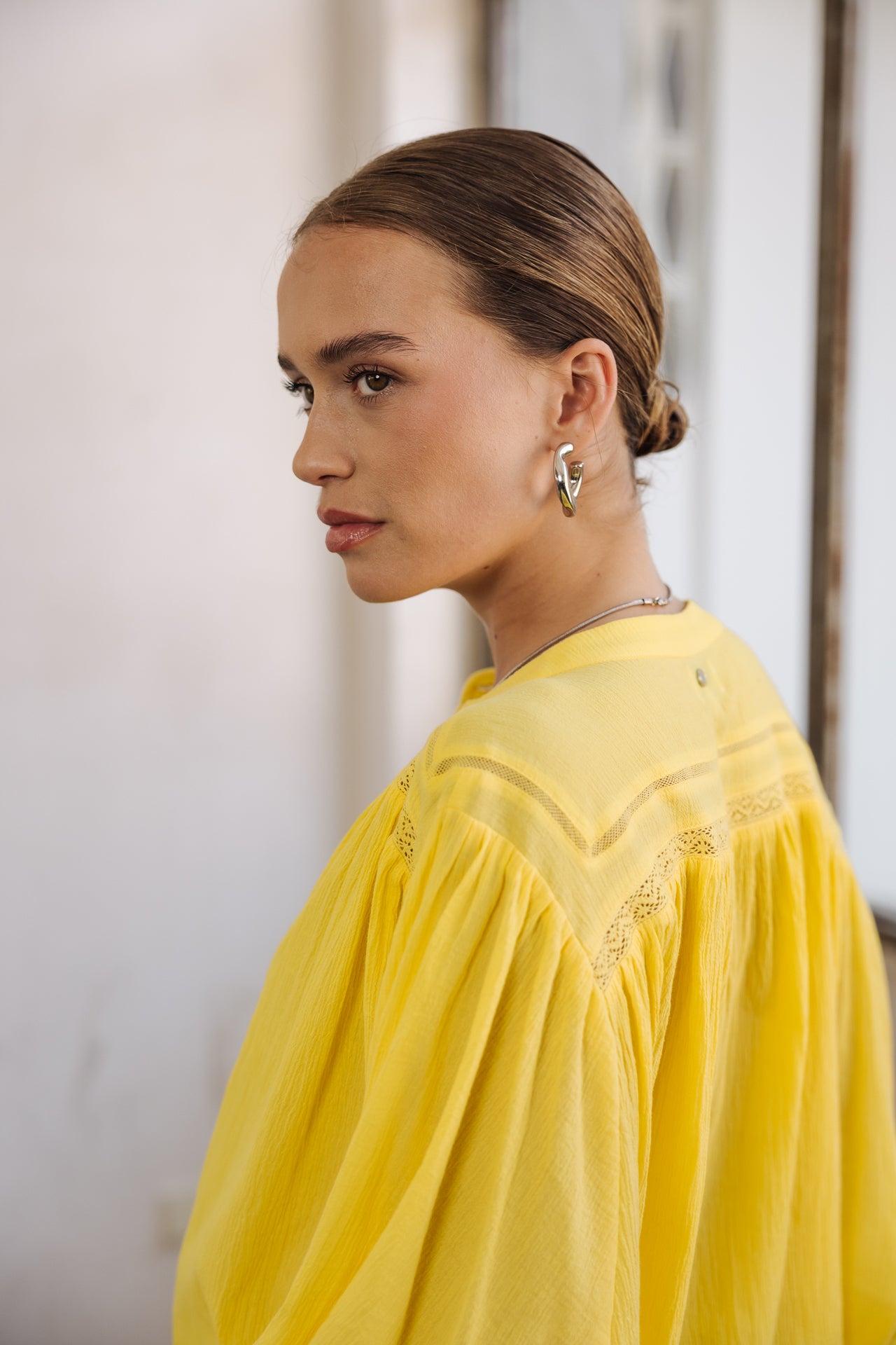 Blouse manches chauve-souris Femme Belly Plain light yellow | Freeman T. Porter