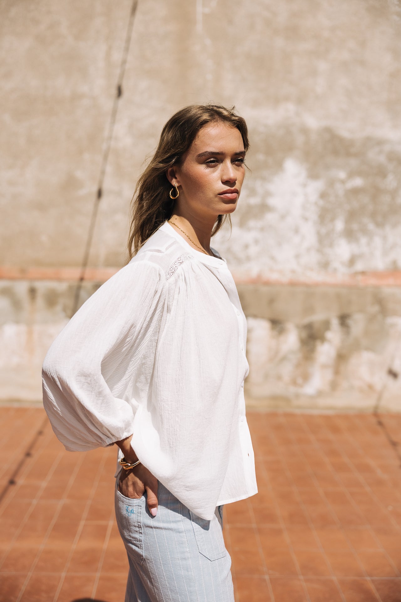 Blouse manches chauve-souris Femme Belly Plain off white | Freeman T. Porter
