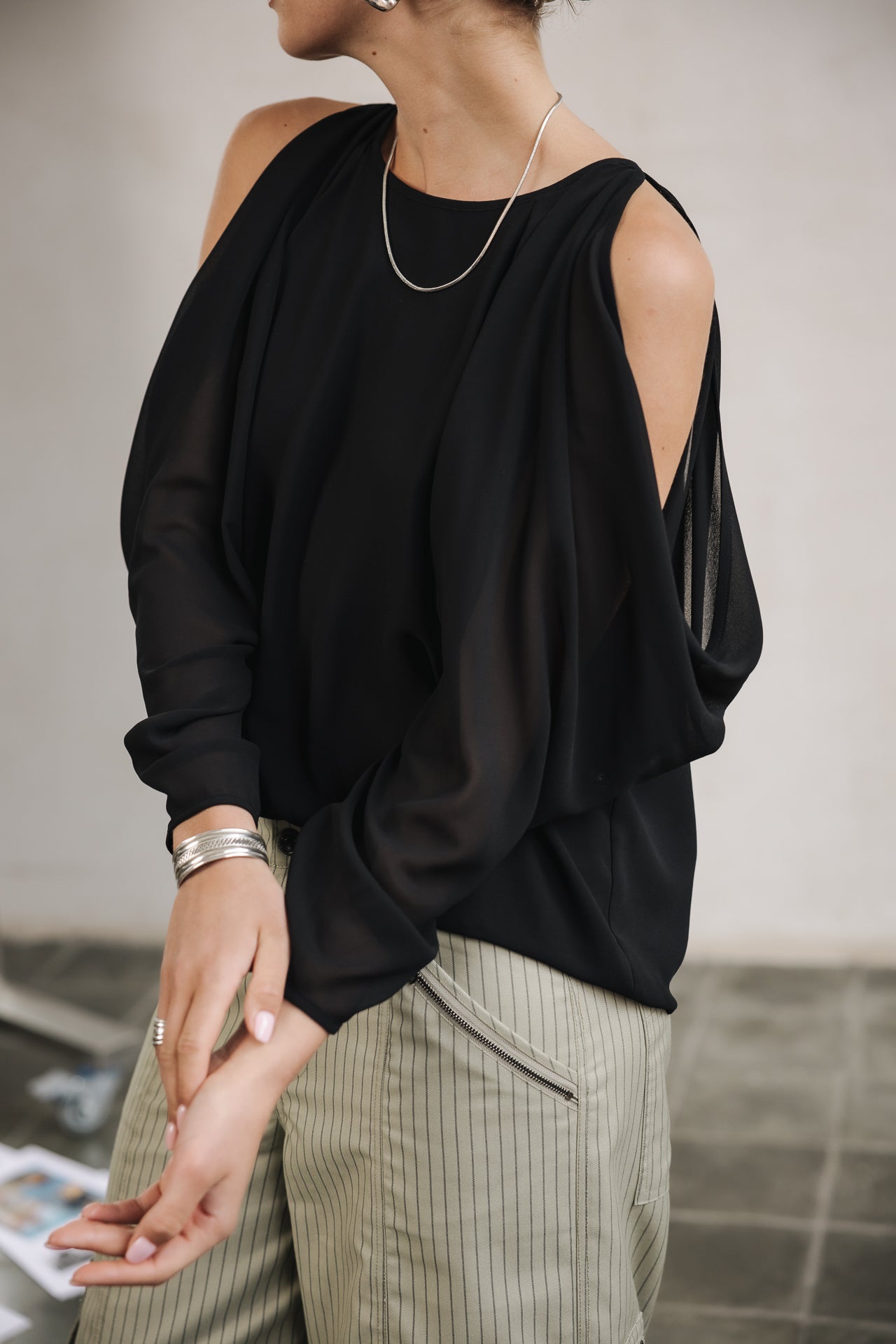 Blouse épaules dénudées Femme Telcie Plain black | Freeman T. Porter