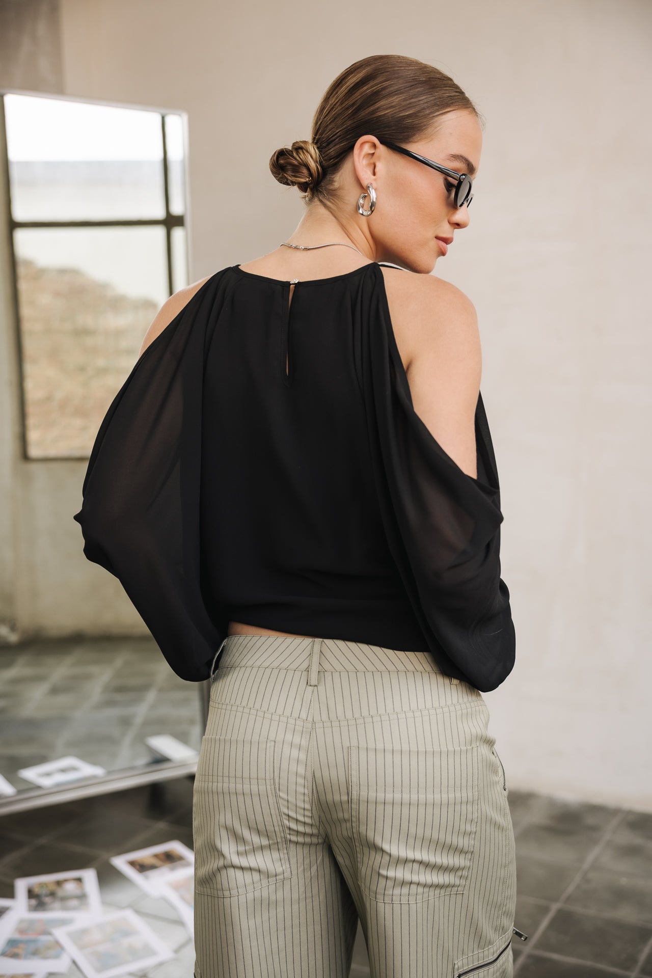 Blouse épaules dénudées Femme Telcie Plain black | Freeman T. Porter