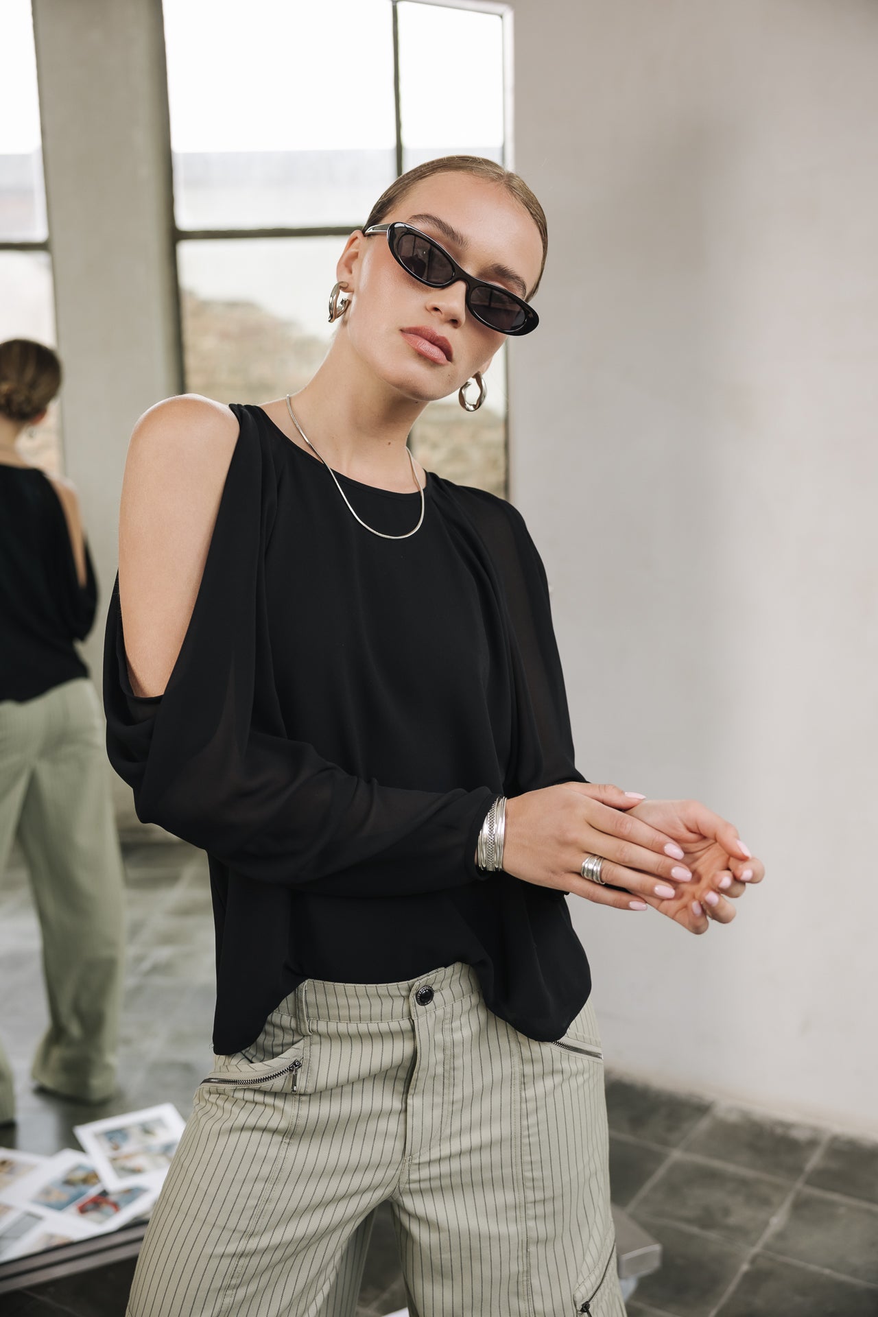 Blouse épaules dénudées Femme Telcie Plain black | Freeman T. Porter
