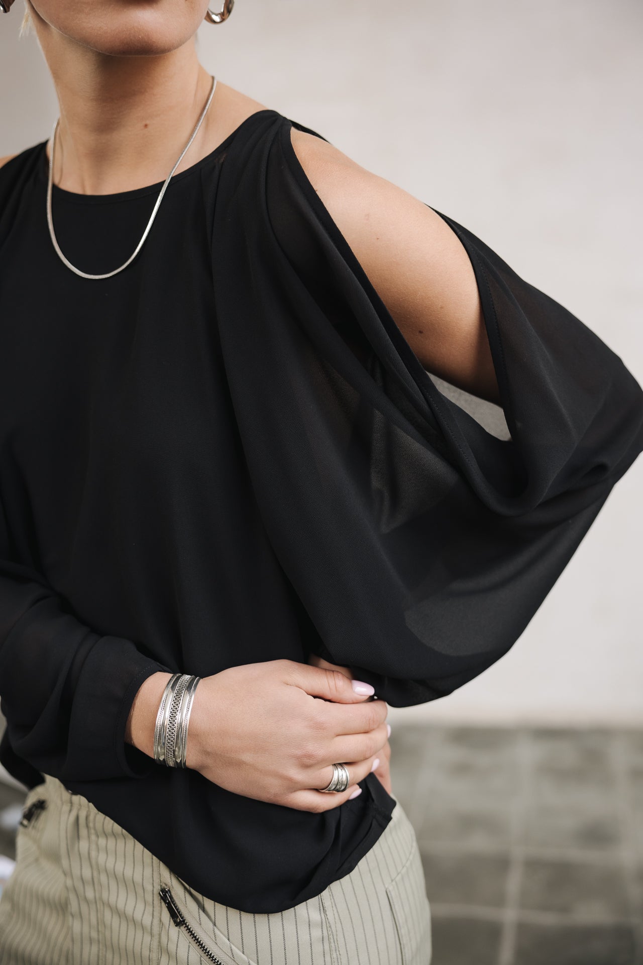 Blouse épaules dénudées Femme Telcie Plain black | Freeman T. Porter