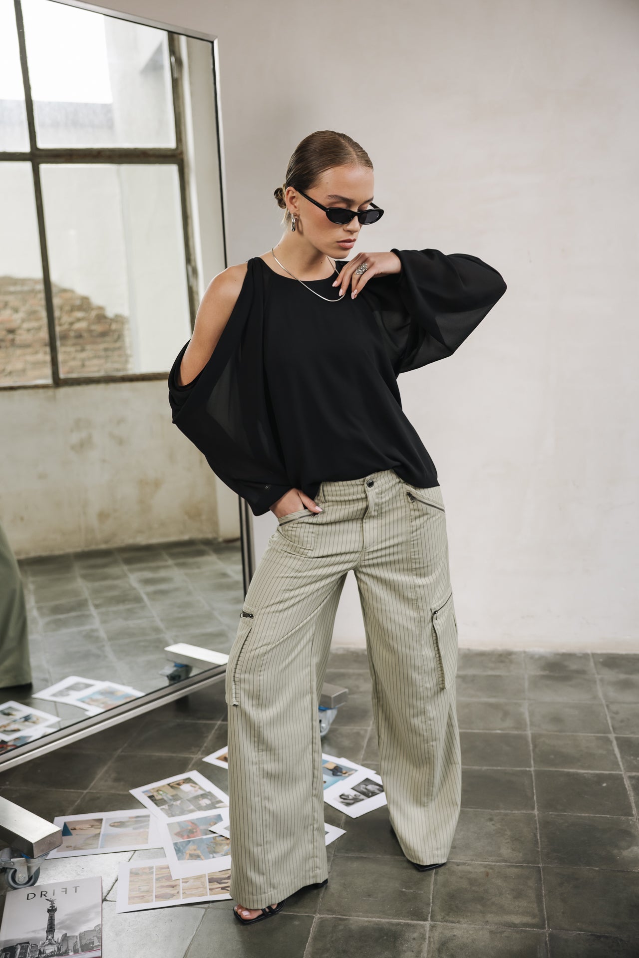 Blouse épaules dénudées Femme Telcie Plain black | Freeman T. Porter