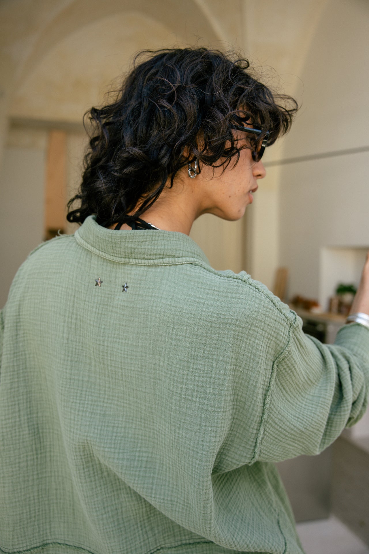 Long-sleeved shirt Woman Sheel Plain loden green | Freeman T. Porter