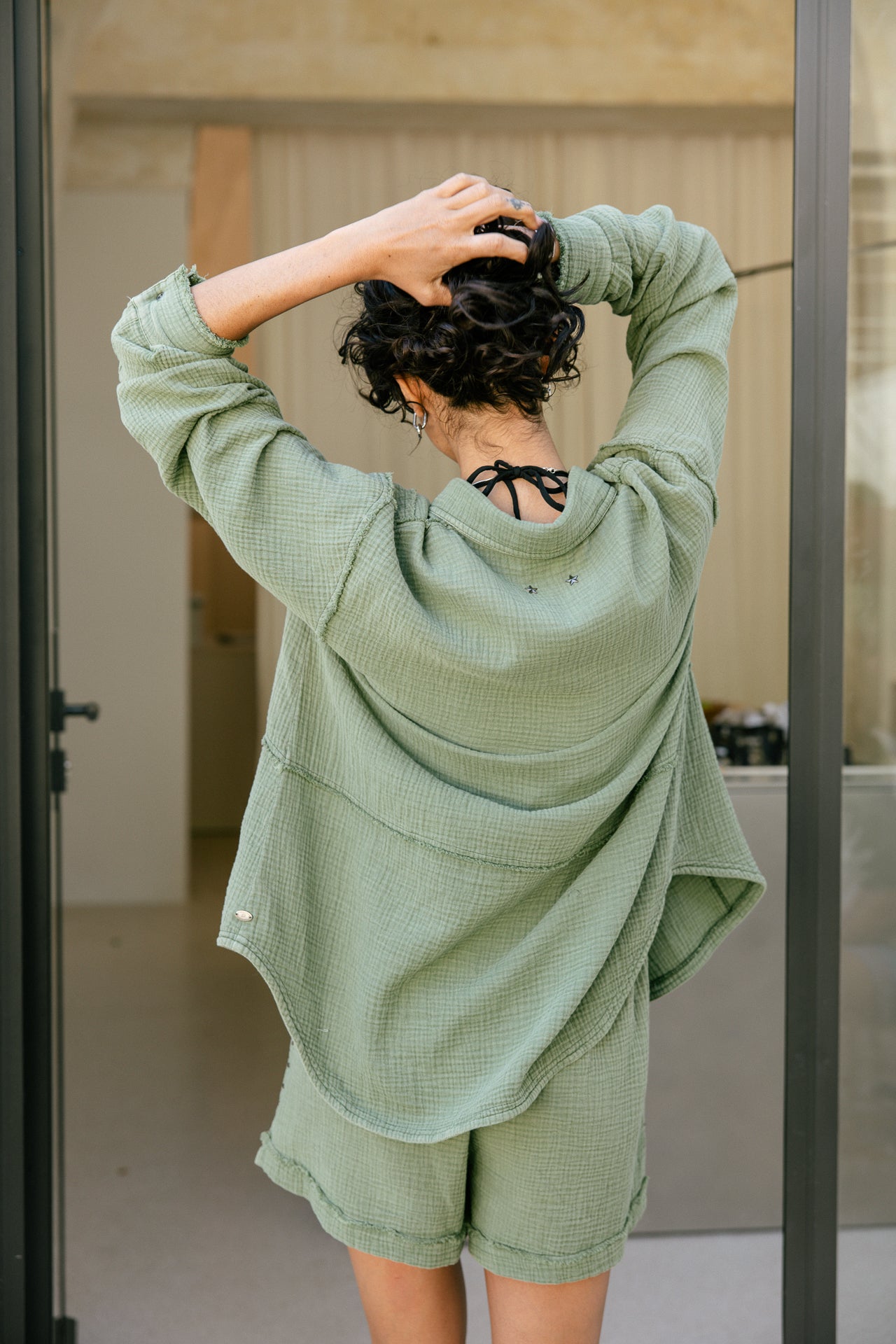 Long-sleeved shirt Woman Sheel Plain loden green | Freeman T. Porter