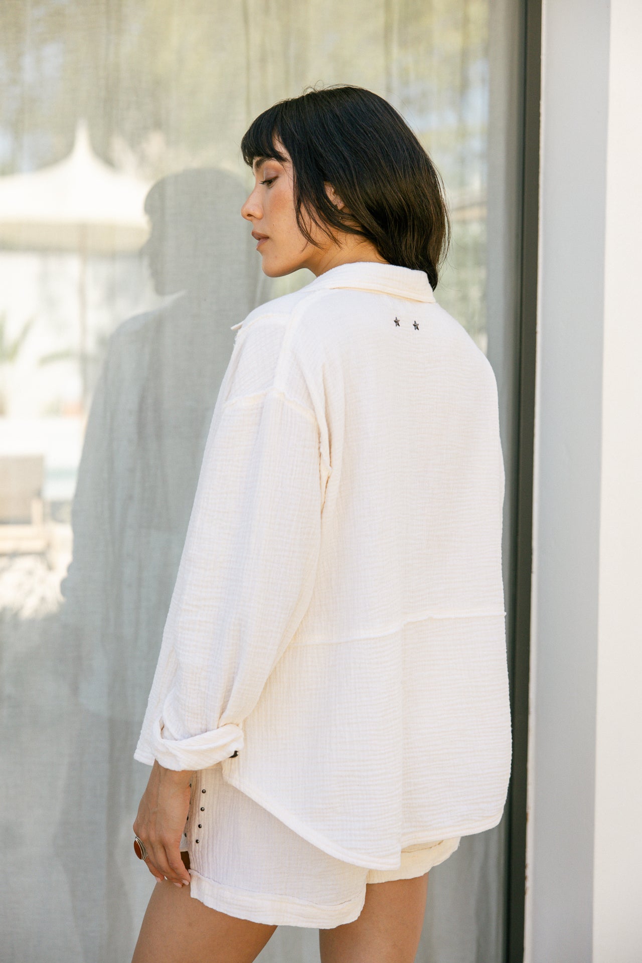 Long-sleeved shirt Woman Sheel Plain ecru | Freeman T. Porter