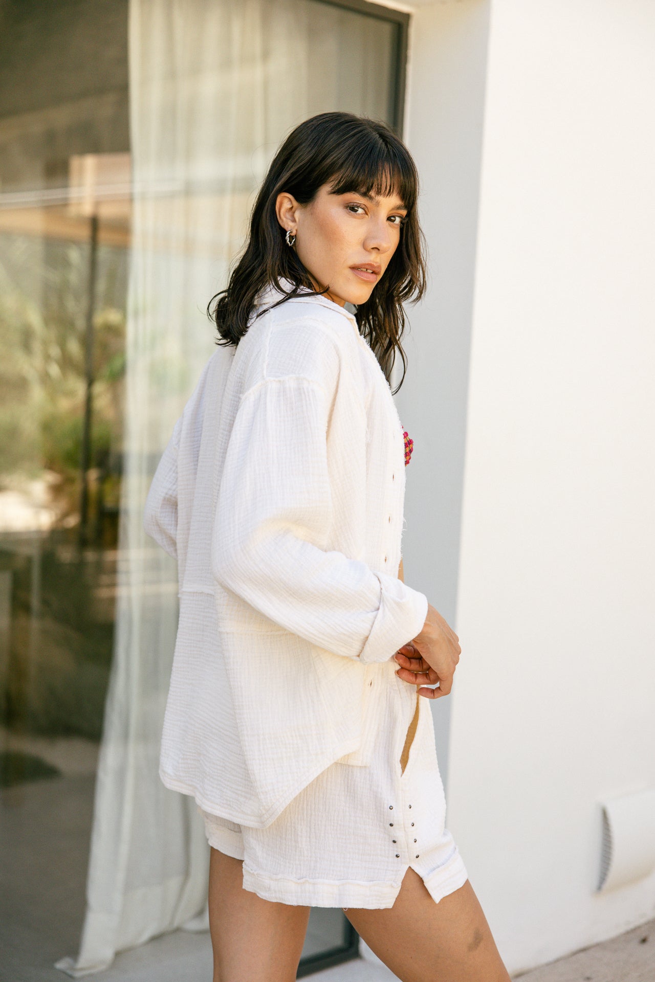 Long-sleeved shirt Woman Sheel Plain ecru | Freeman T. Porter