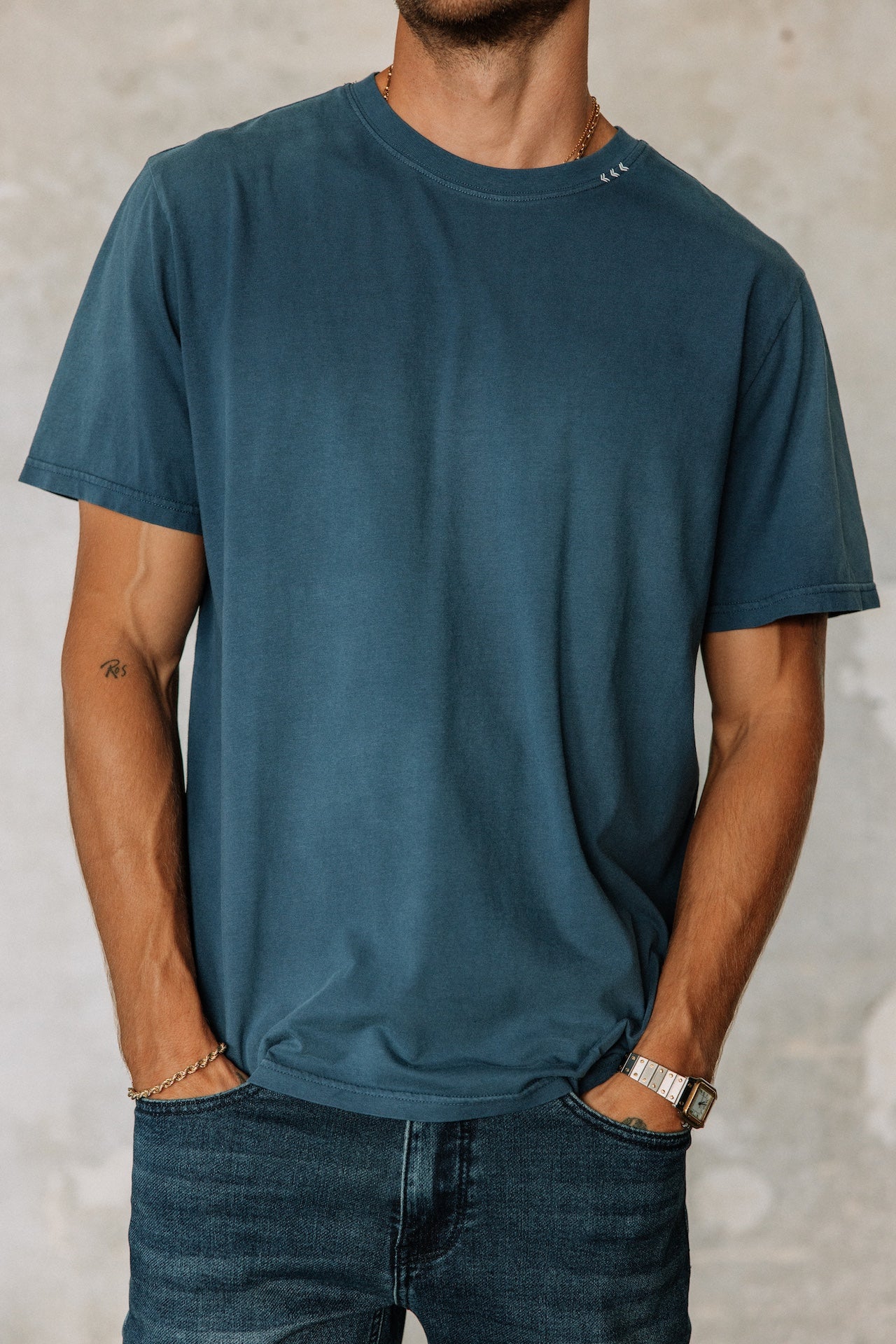 T-Shirt droit Homme Chuck River vintage indigo | Freeman T. Porter