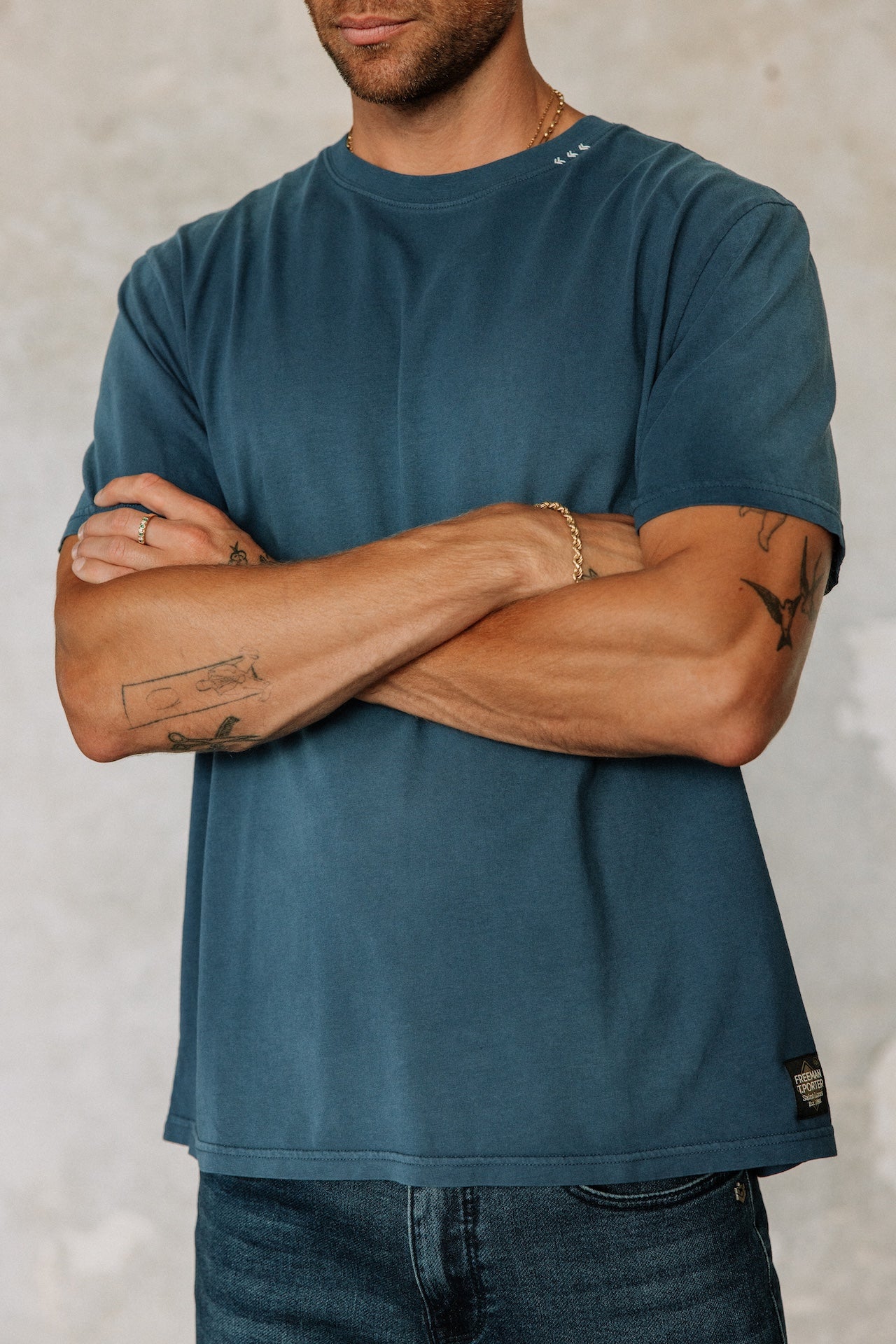T-shirt droit Homme Chuck River vintage indigo | Freeman T. Porter