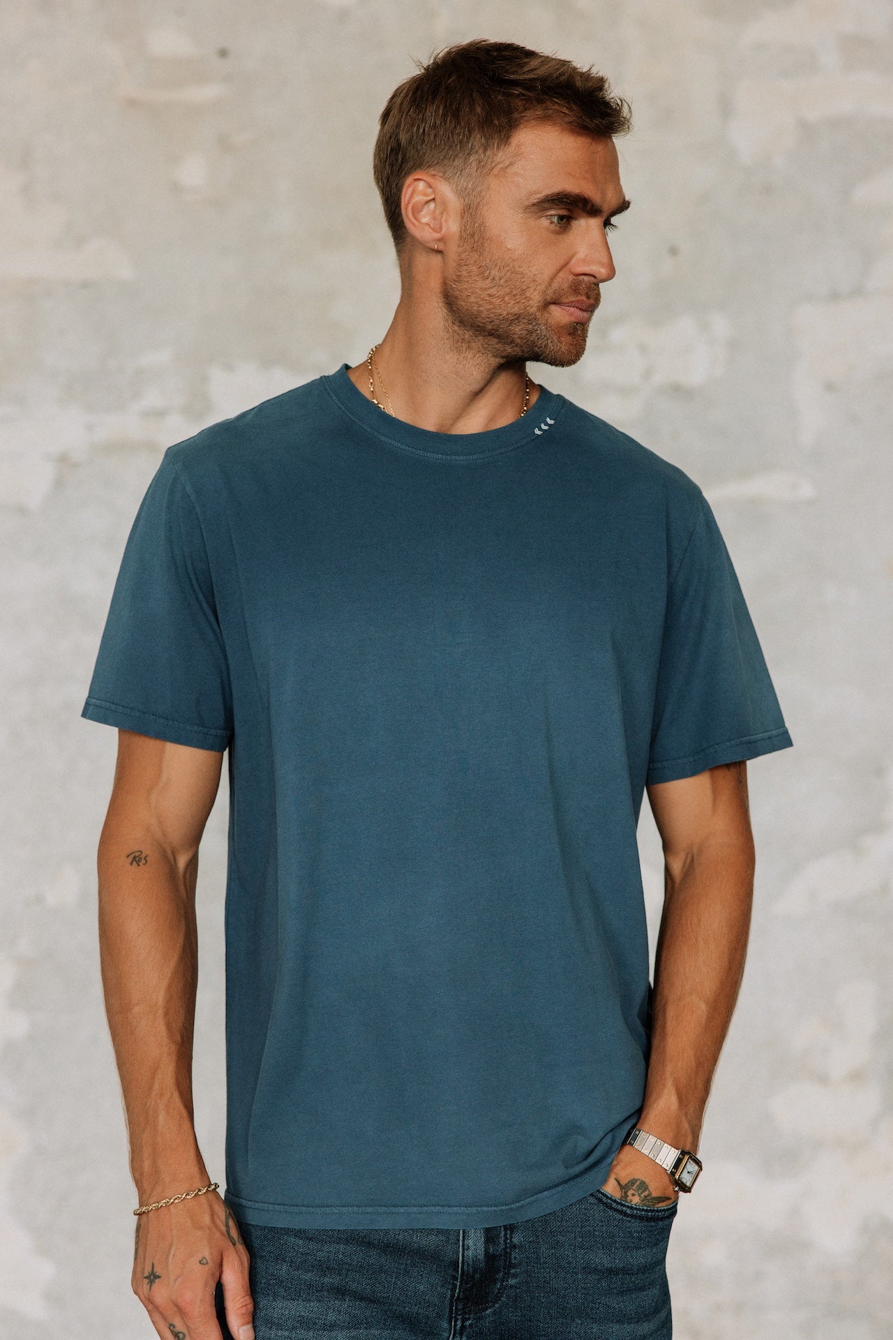 T-shirt droit Homme Chuck River vintage indigo | Freeman T. Porter