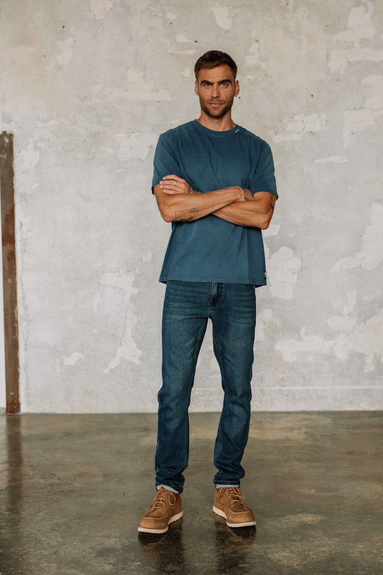 T-shirt droit Homme Chuck River vintage indigo | Freeman T. Porter