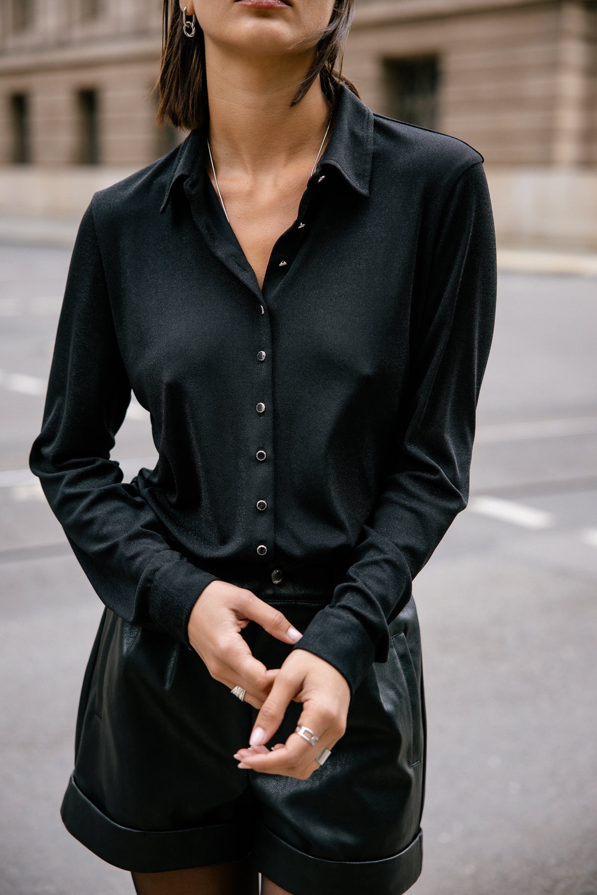 Top avec lurex Femme Treel Shiny black | Freeman T. Porter