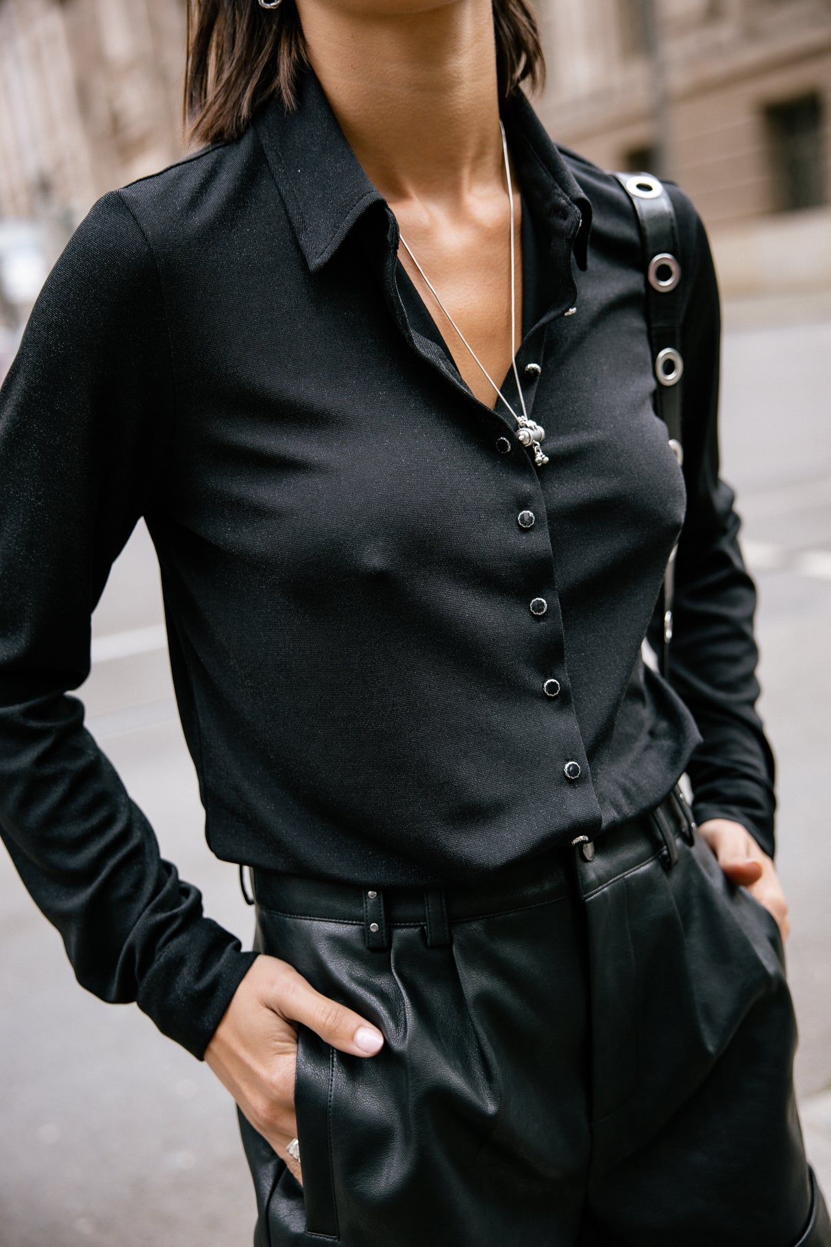Top avec lurex Woman Treel Shiny black | Freeman T. Porter