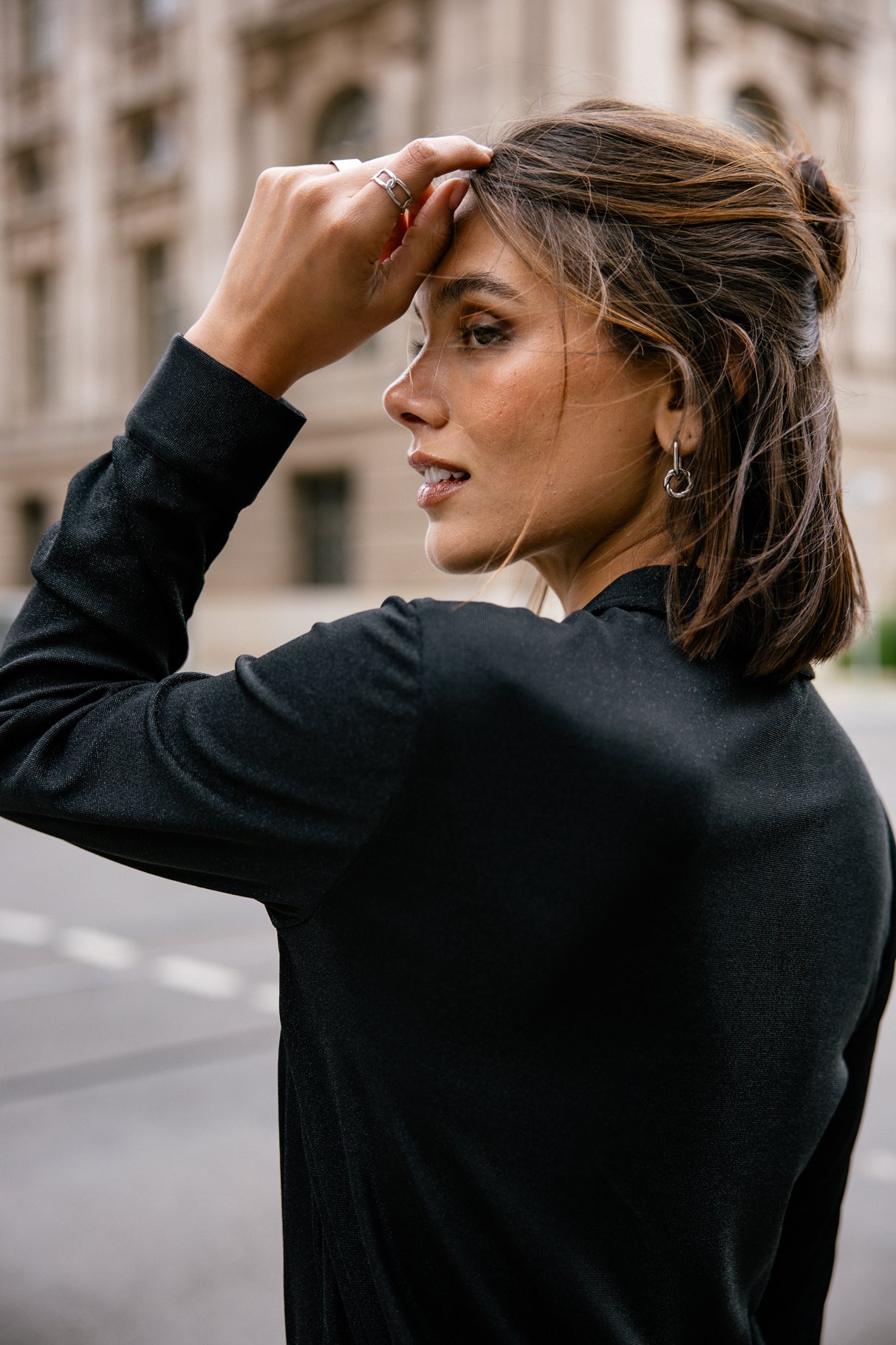 Top avec lurex Woman Treel Shiny black | Freeman T. Porter