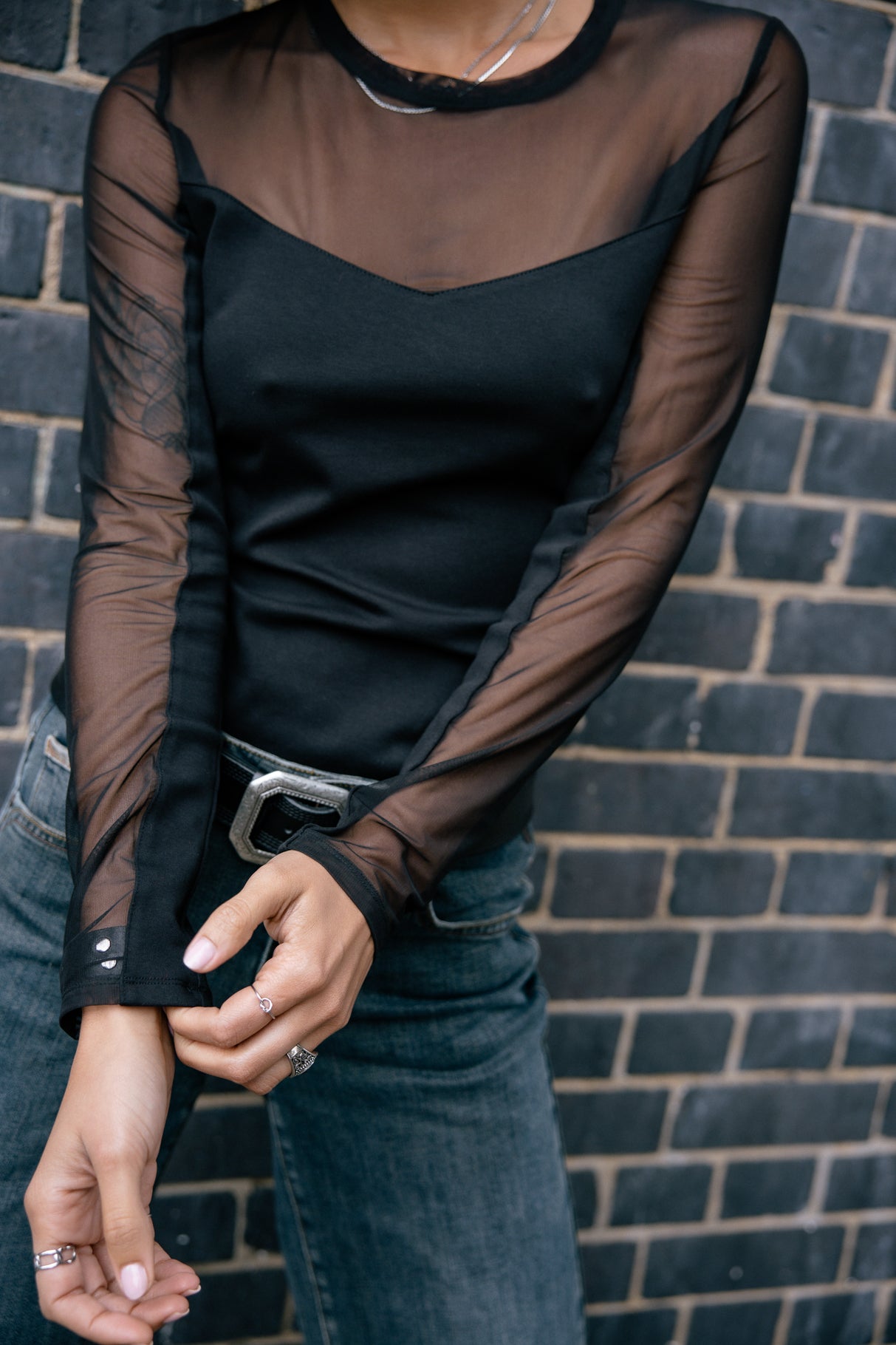 Top avec résille Femme Timana black | Freeman T. Porter