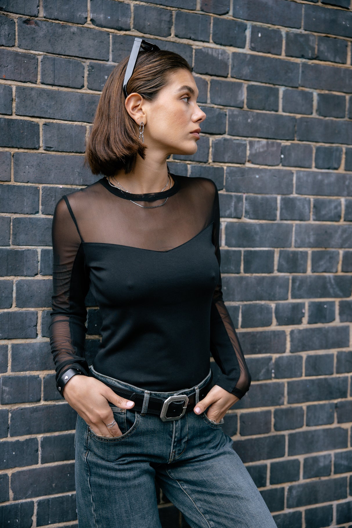 Top avec résille Femme Timana black | Freeman T. Porter