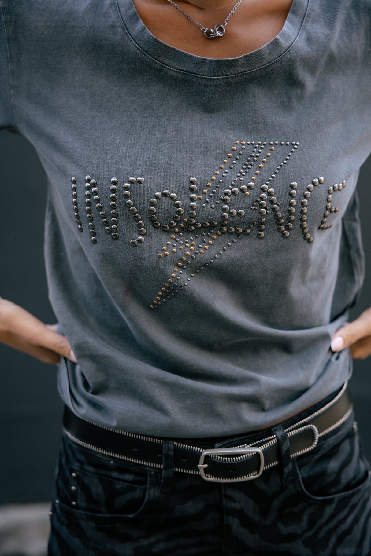 T-Shirt clouté Femme Trail Studs medium grey | Freeman T. Porter