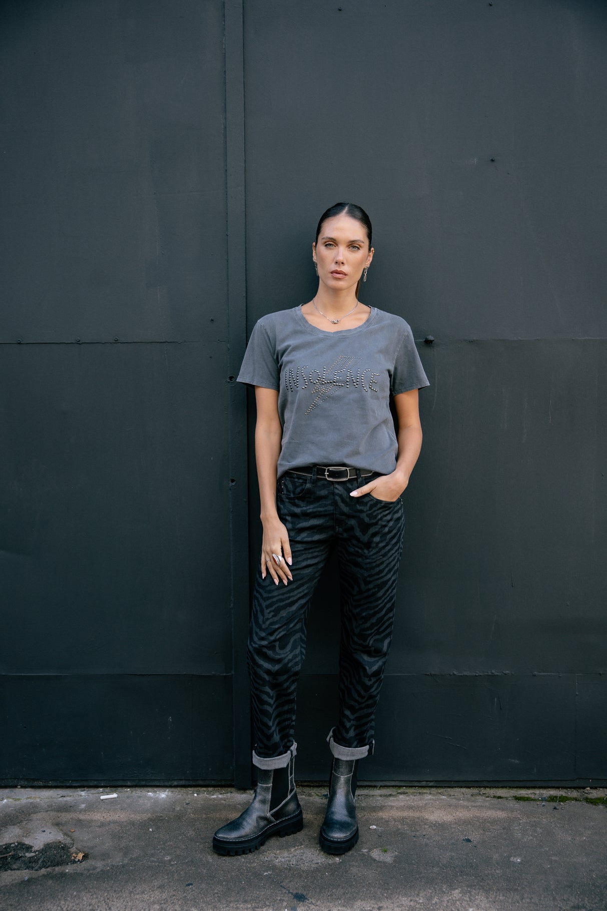 T-Shirt clouté Femme Trail Studs medium grey | Freeman T. Porter