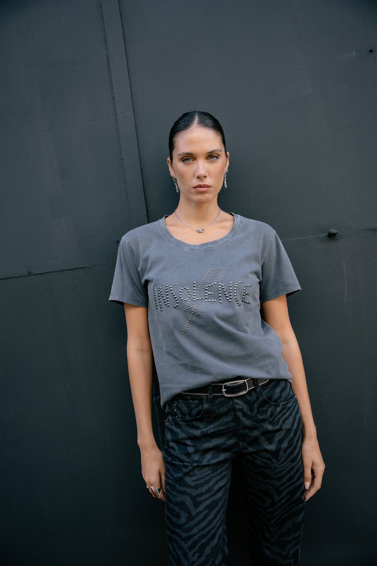 T-Shirt clouté Femme Trail Studs medium grey | Freeman T. Porter