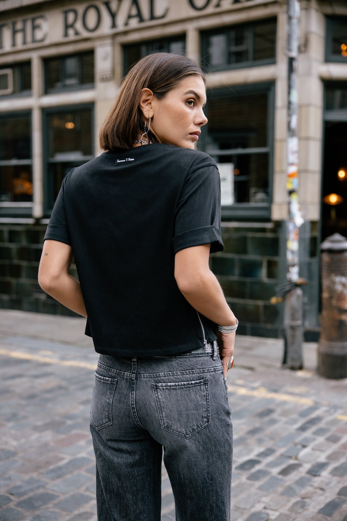 T-shirt col rond Woman Tayane Zip black | Freeman T. Porter