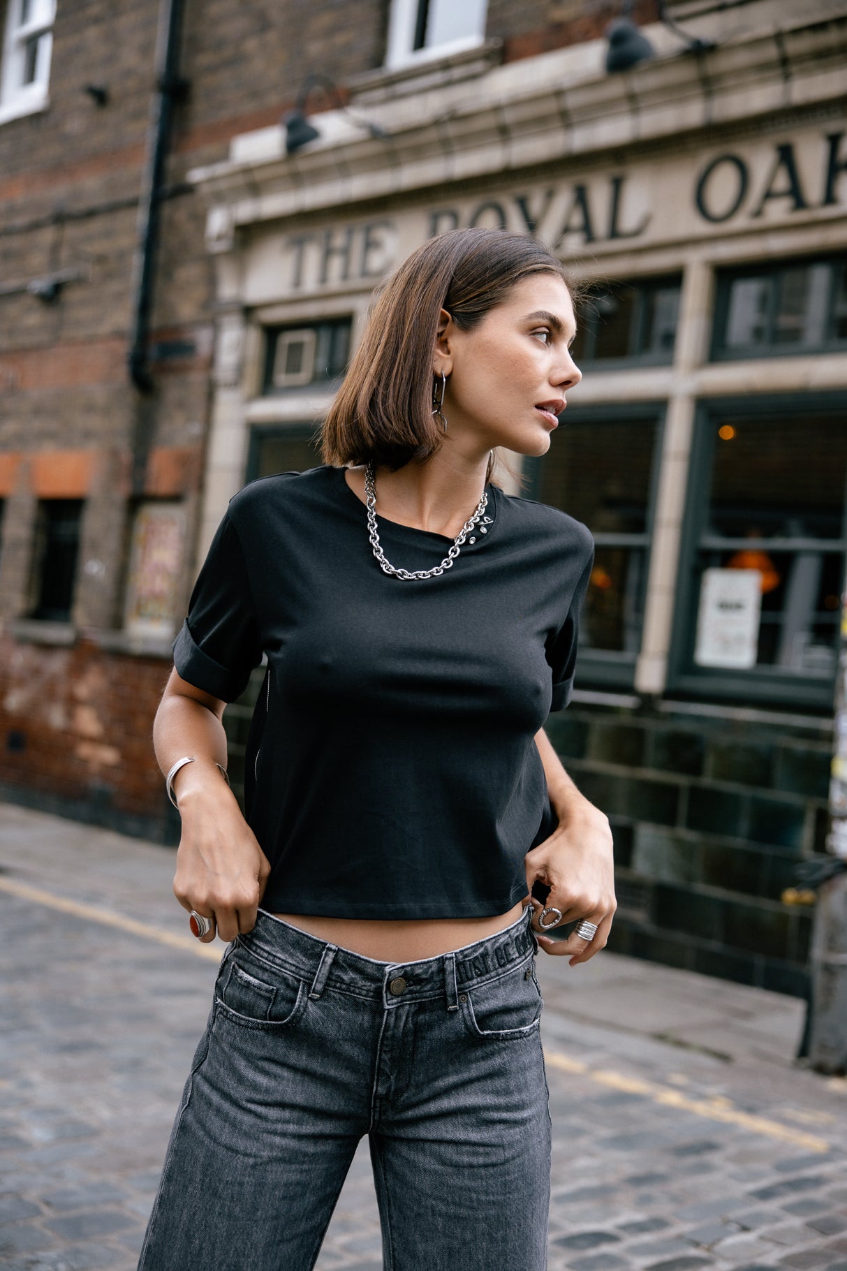 T-shirt col rond Woman Tayane Zip black | Freeman T. Porter