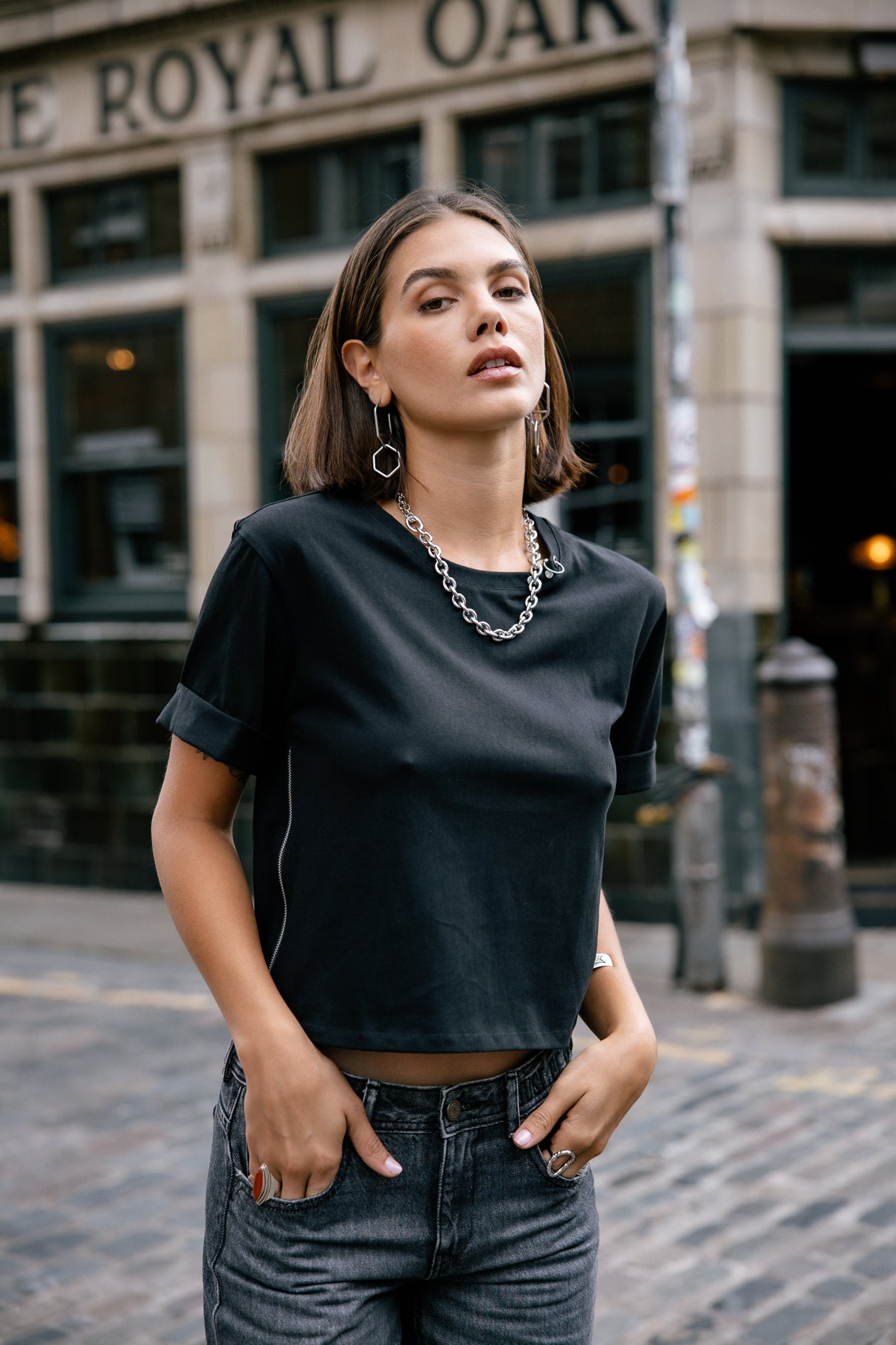 T-shirt col rond Woman Tayane Zip black | Freeman T. Porter