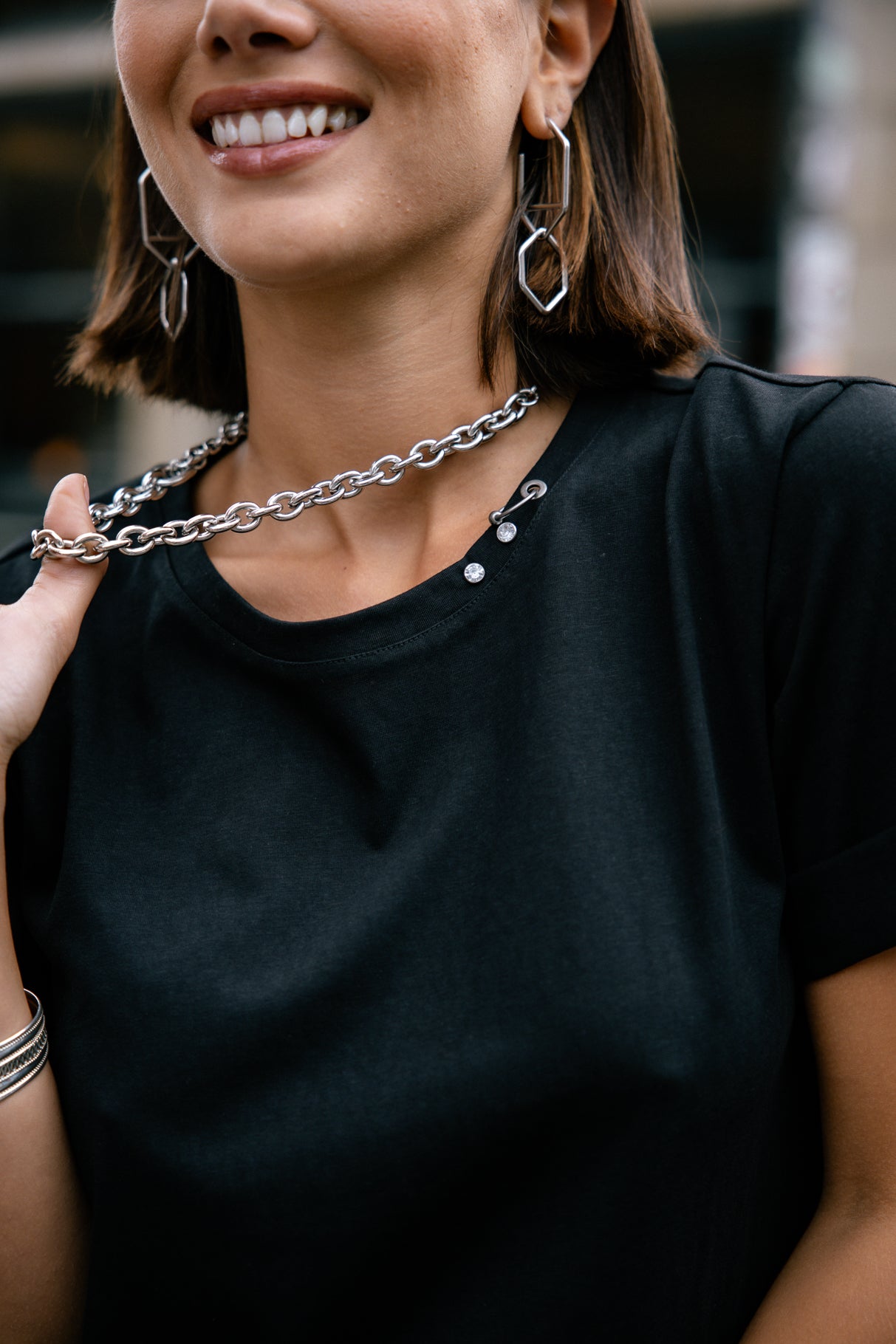 T-shirt col rond Woman Tayane Zip black | Freeman T. Porter