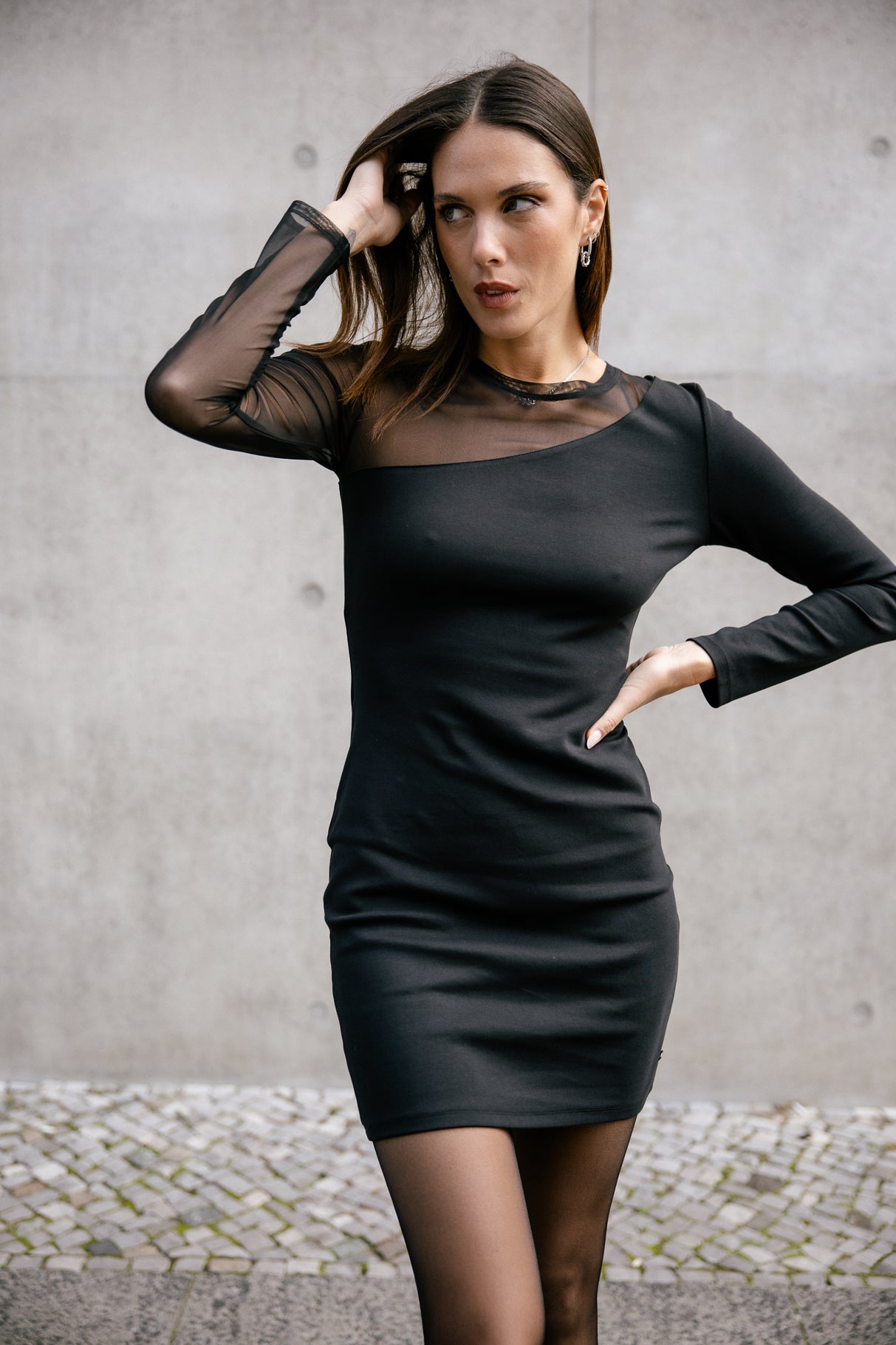 Robe avec résille Frau Rumita black | Freeman T. Porter