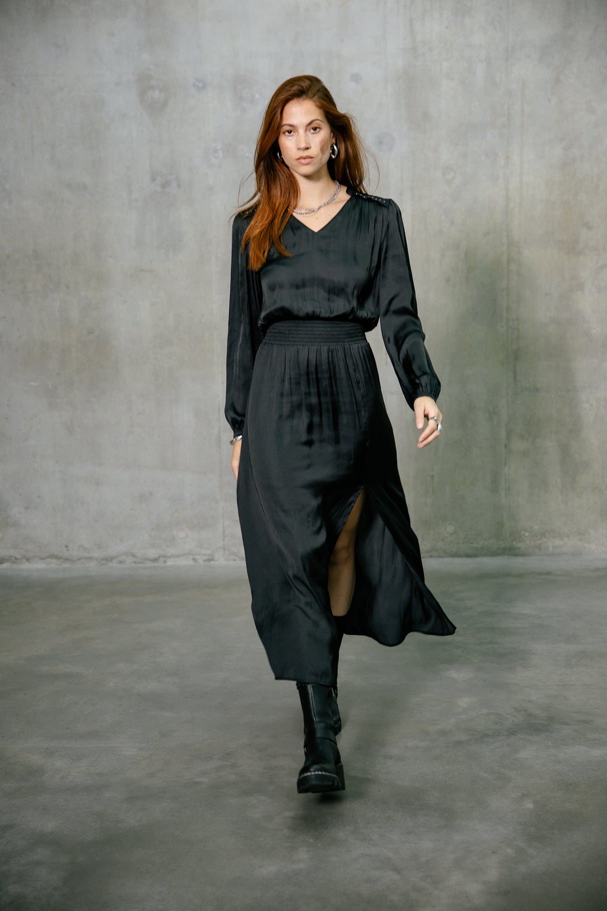 Robe maxi Femme Ronita Plain black | Freeman T. Porter