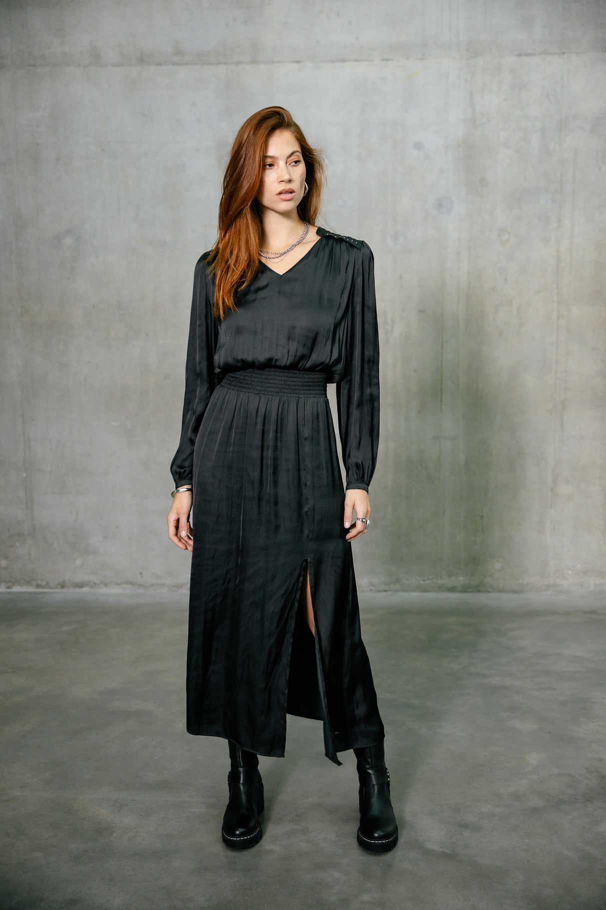 Robe maxi Femme Ronita Plain black | Freeman T. Porter
