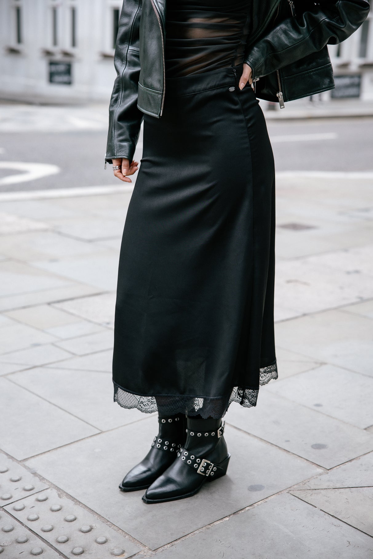 Jupe longue avec dentelle Woman Jinine Lace black | Freeman T. Porter