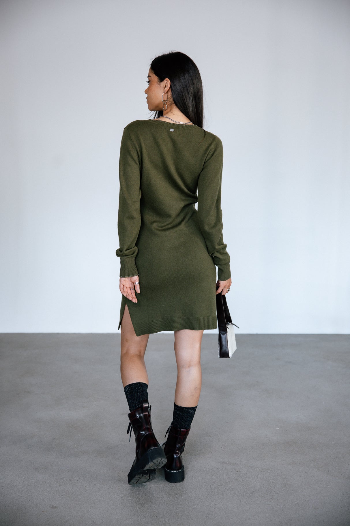 Robe en maille Femme Reema olive night | Freeman T. Porter
