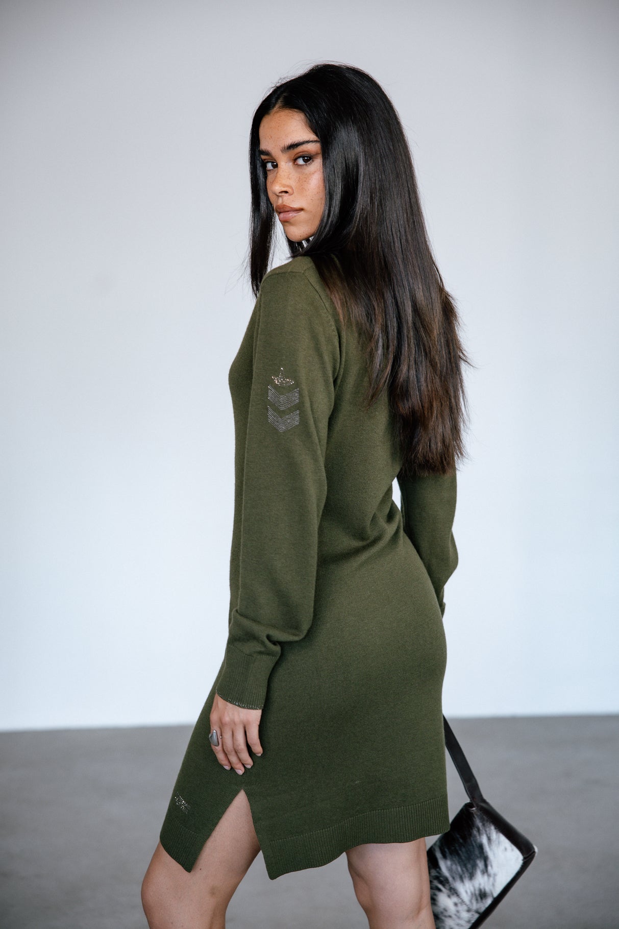 Robe en maille Femme Reema olive night | Freeman T. Porter