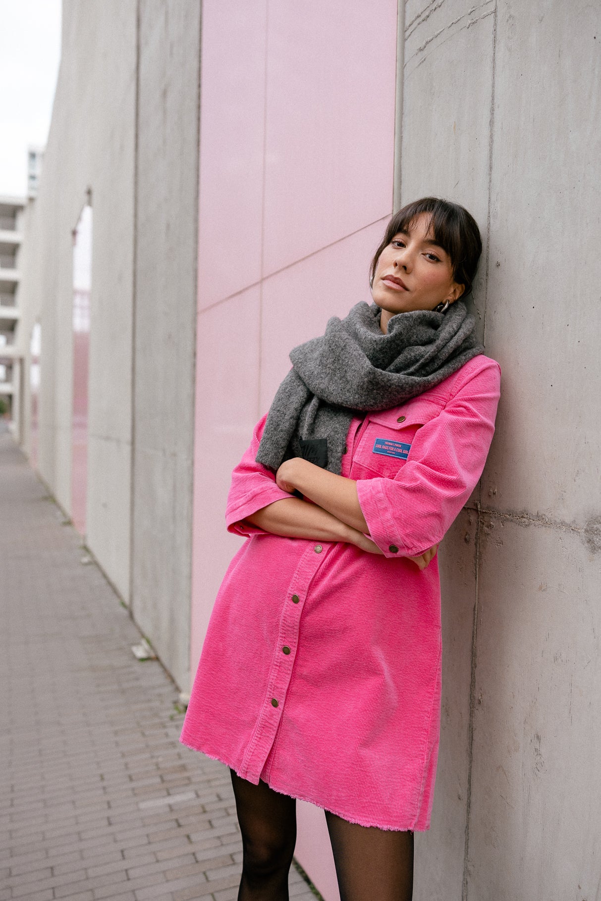 Robe chemise en velours Femme Rolly Velvet pink fluo | Freeman T. Porter