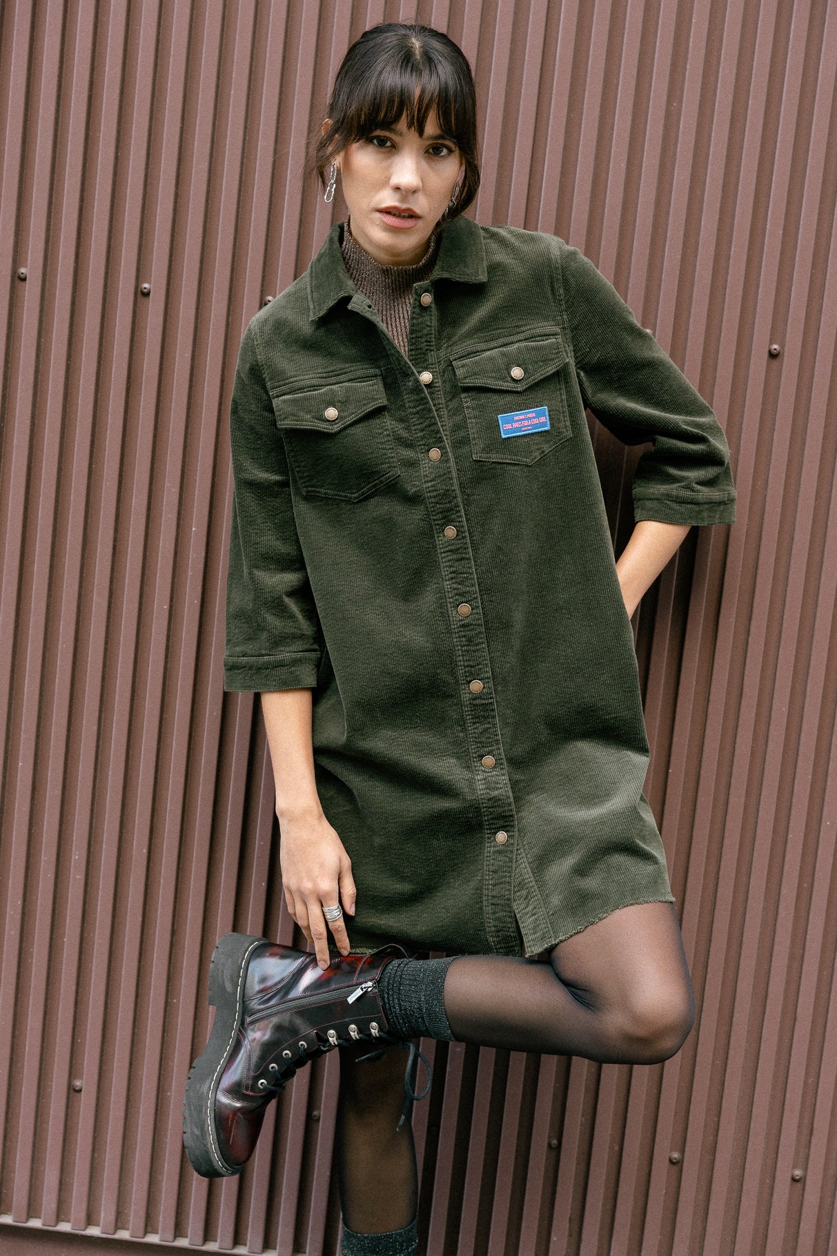 Vestido camisero de terciopelo Mujer Rolly Velvet deep depths | Freeman T. Porter