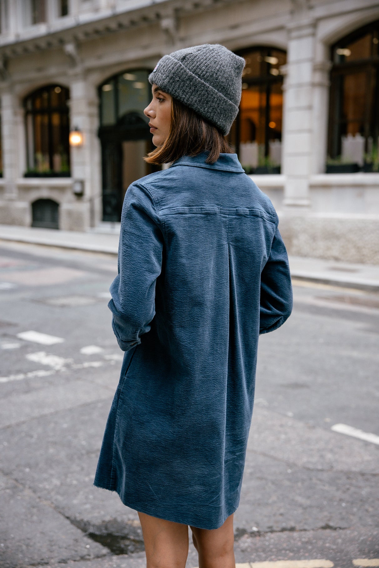Robe chemise en velours Femme Rolly Velvet ink blue | Freeman T. Porter